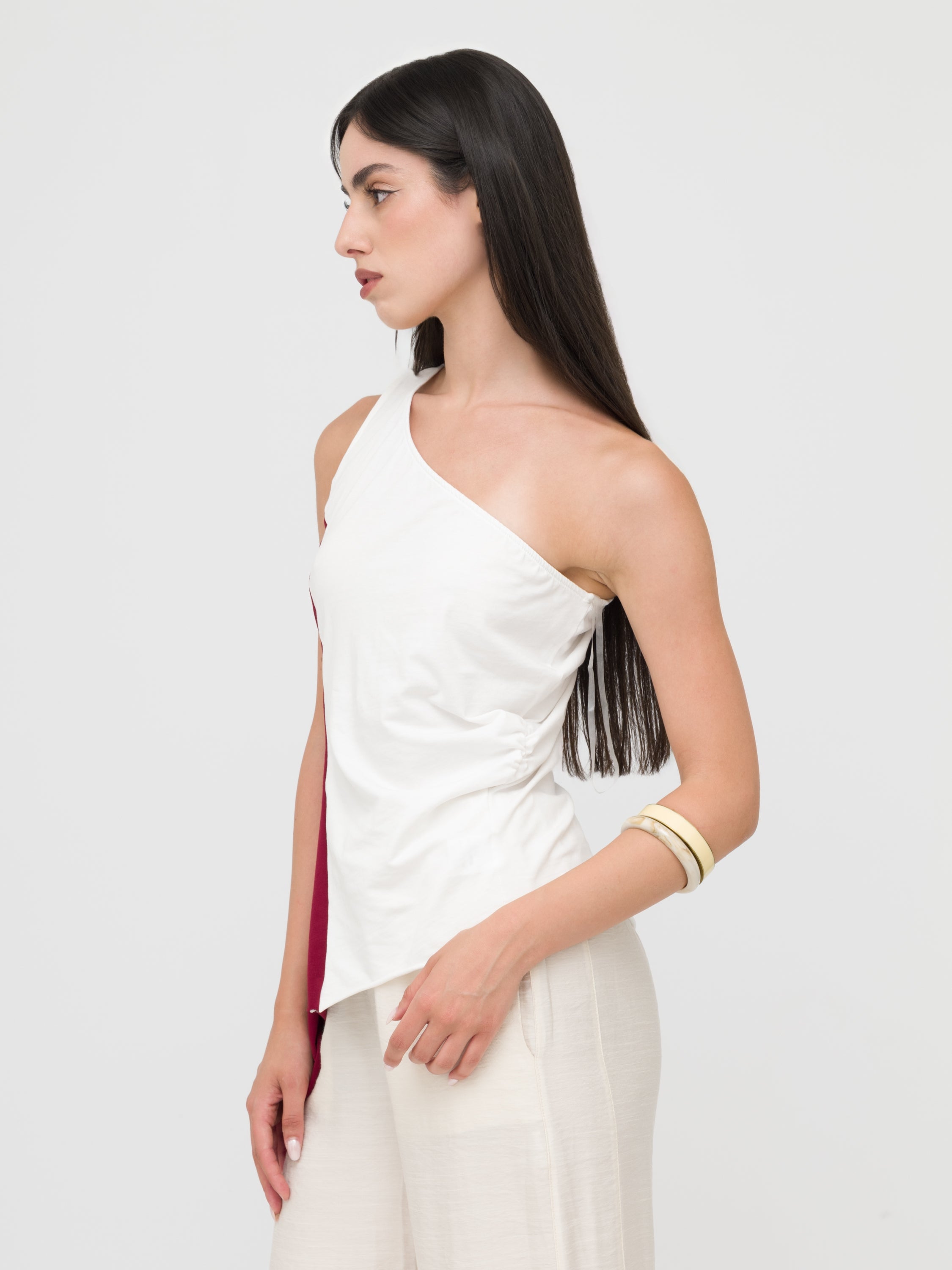 HAVEONE- top asimmetrico White & red