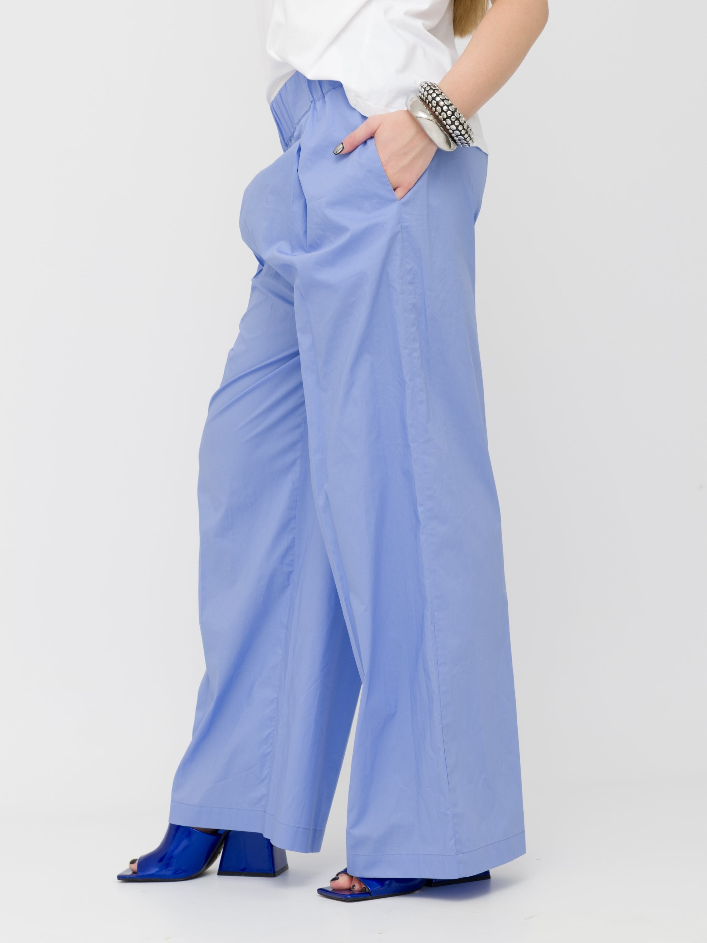 EMMA & GAIA- pantalone wide leg celeste