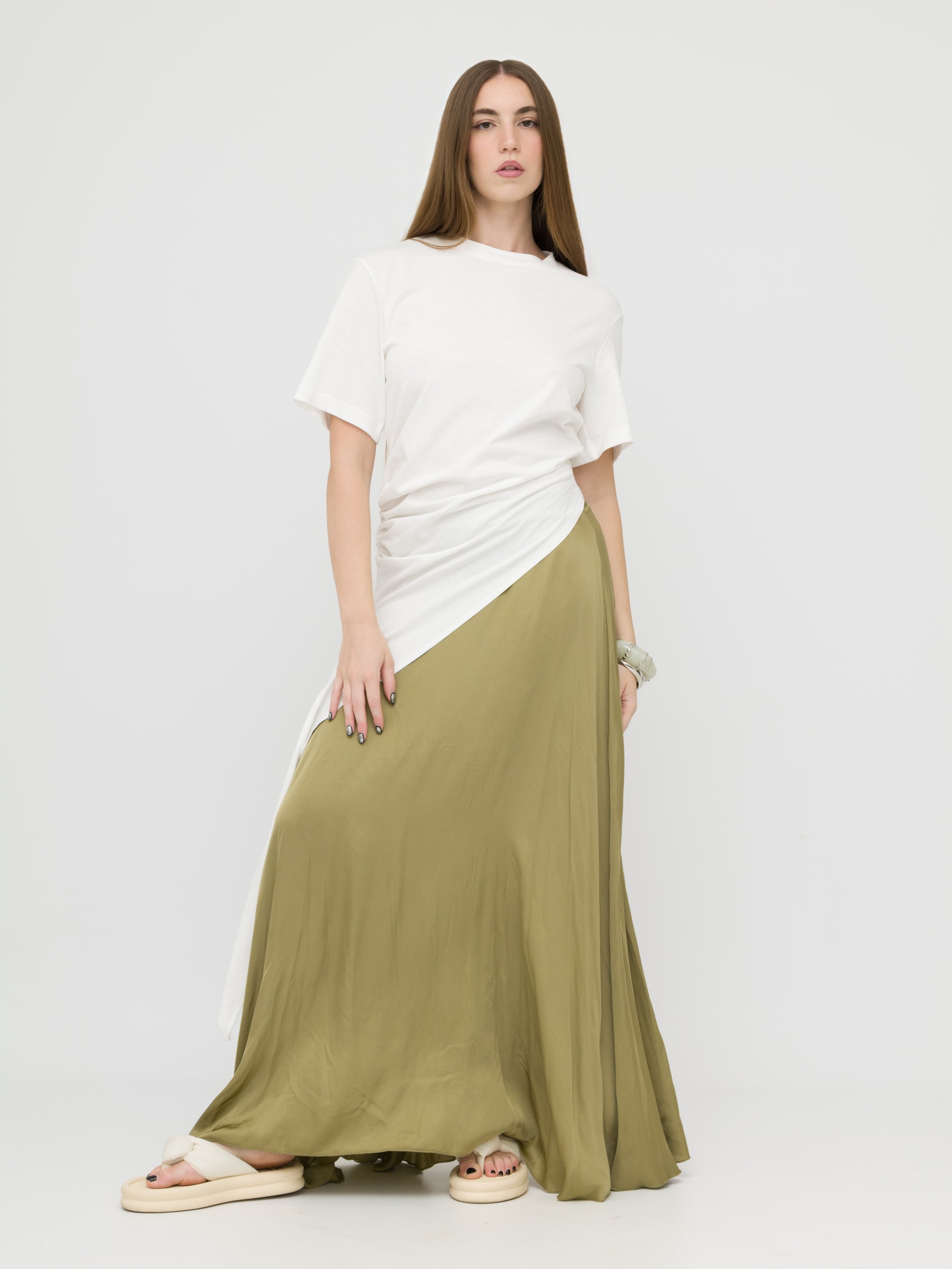 HAVEONE- maxi skirt satinata