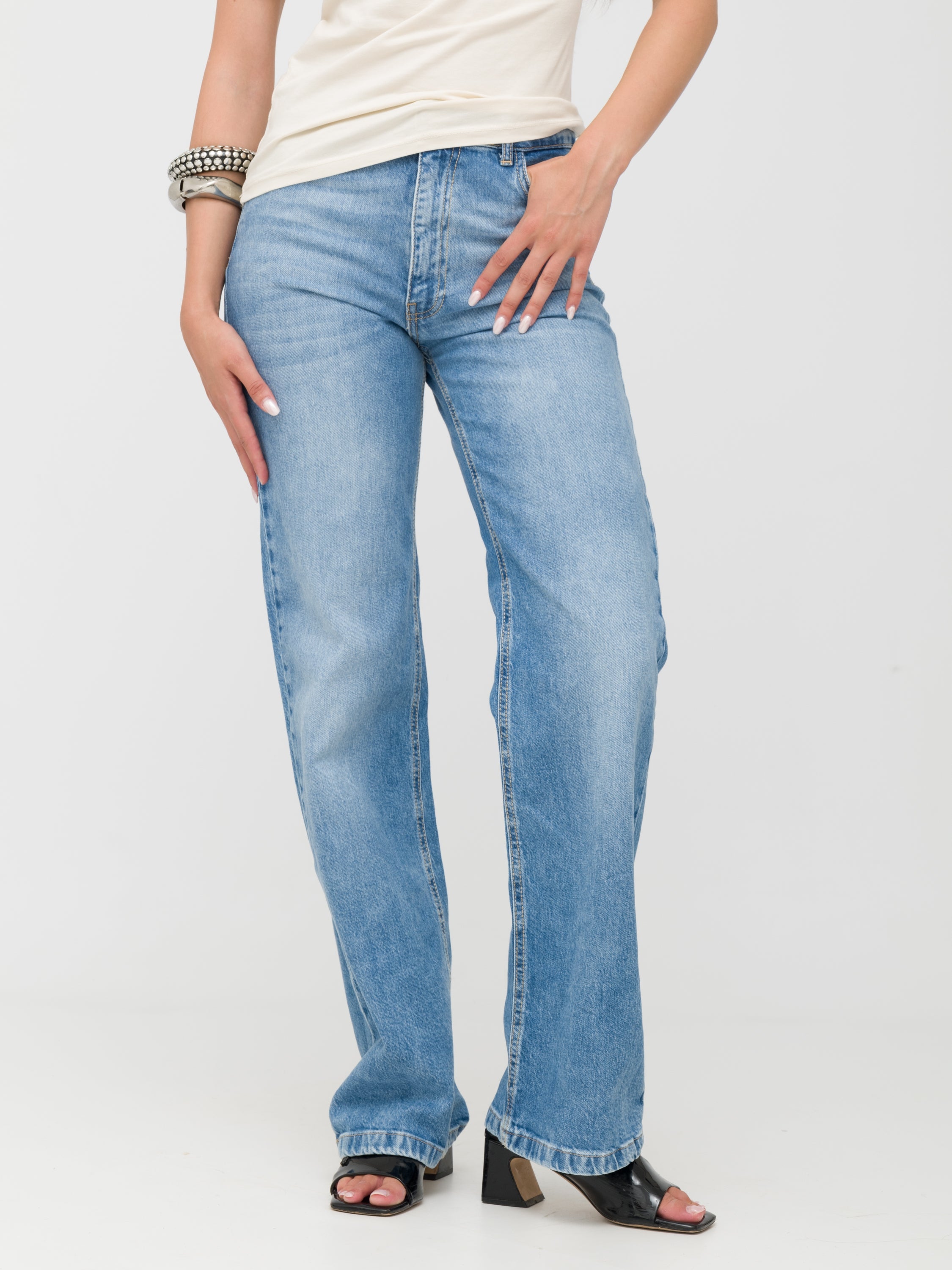 HAVEONE- jeans wide leg a vita alta