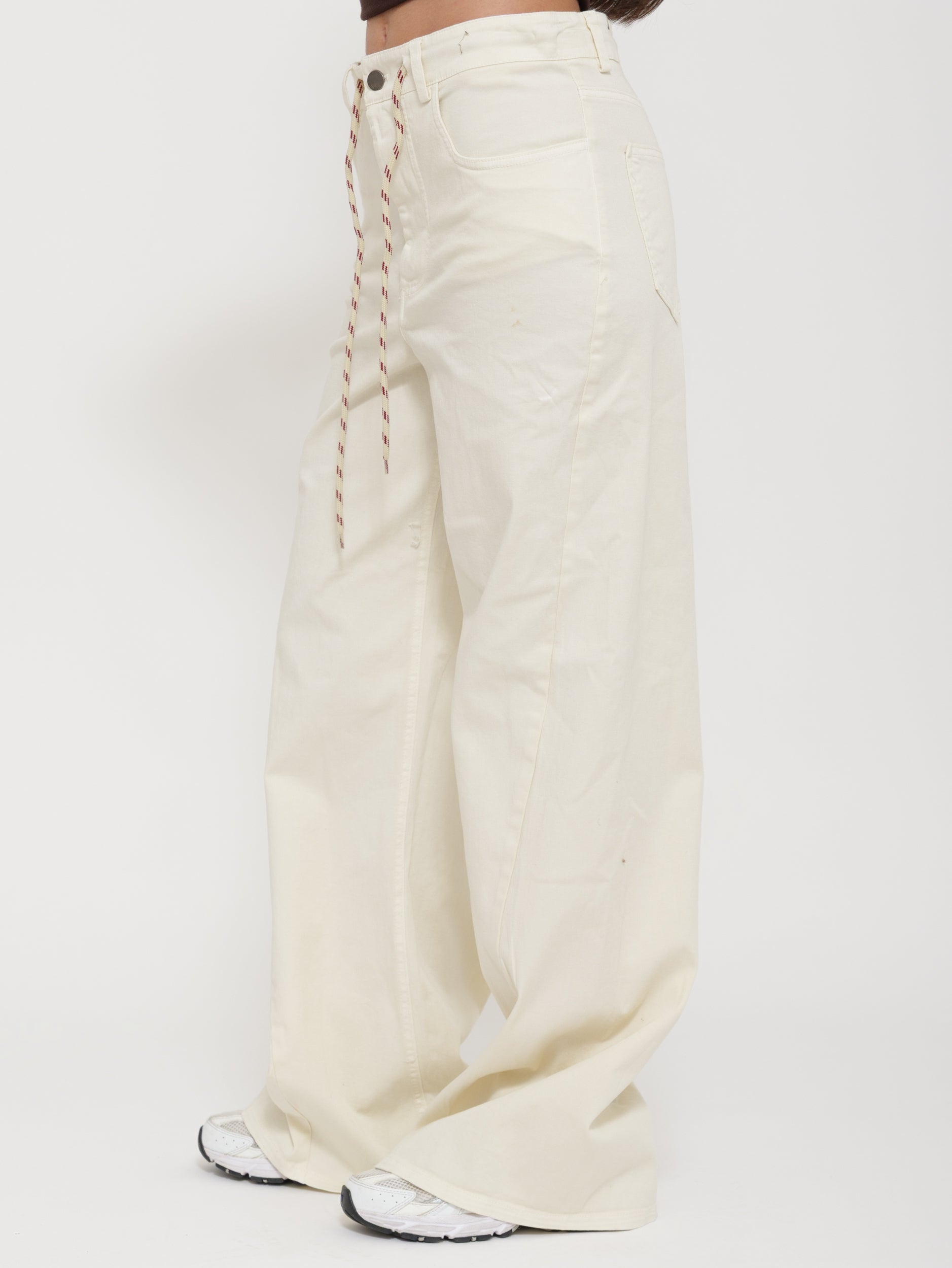 Pantalone wide leg con lacci regolabili