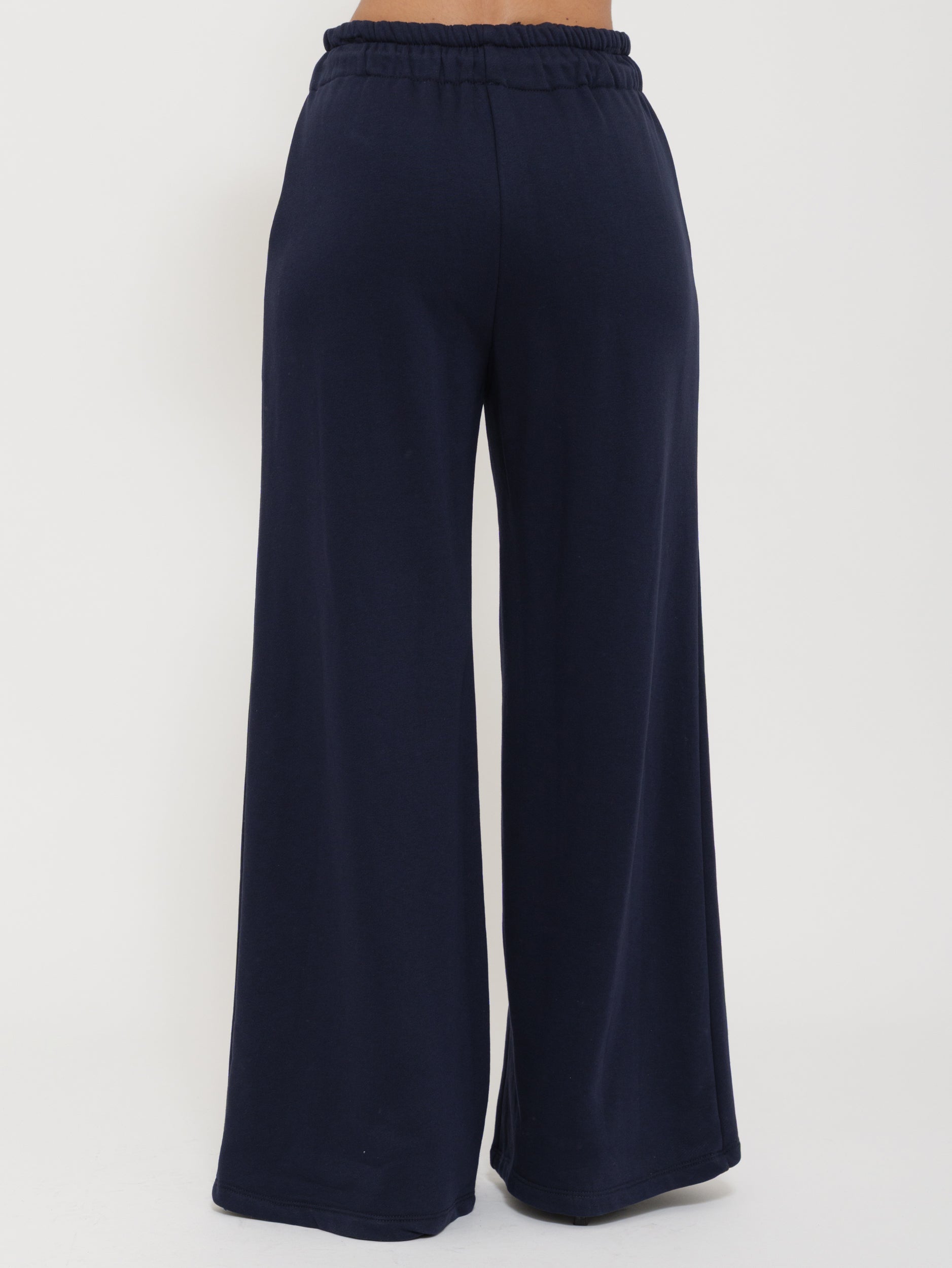 Pantalone tuta wide leg con lacci regolabili