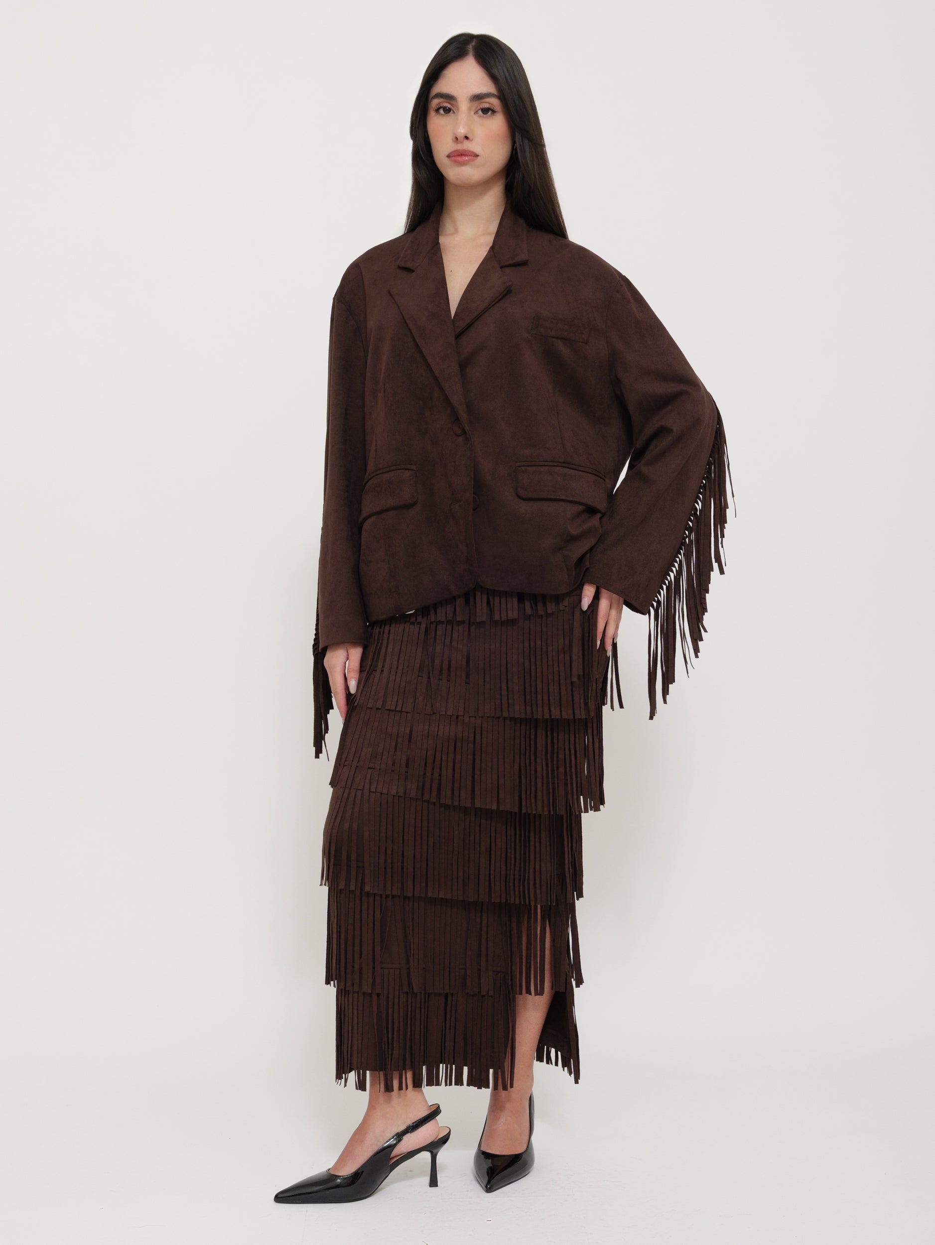 Giacca Effetto Velluto con Frange “Vedtinikita”