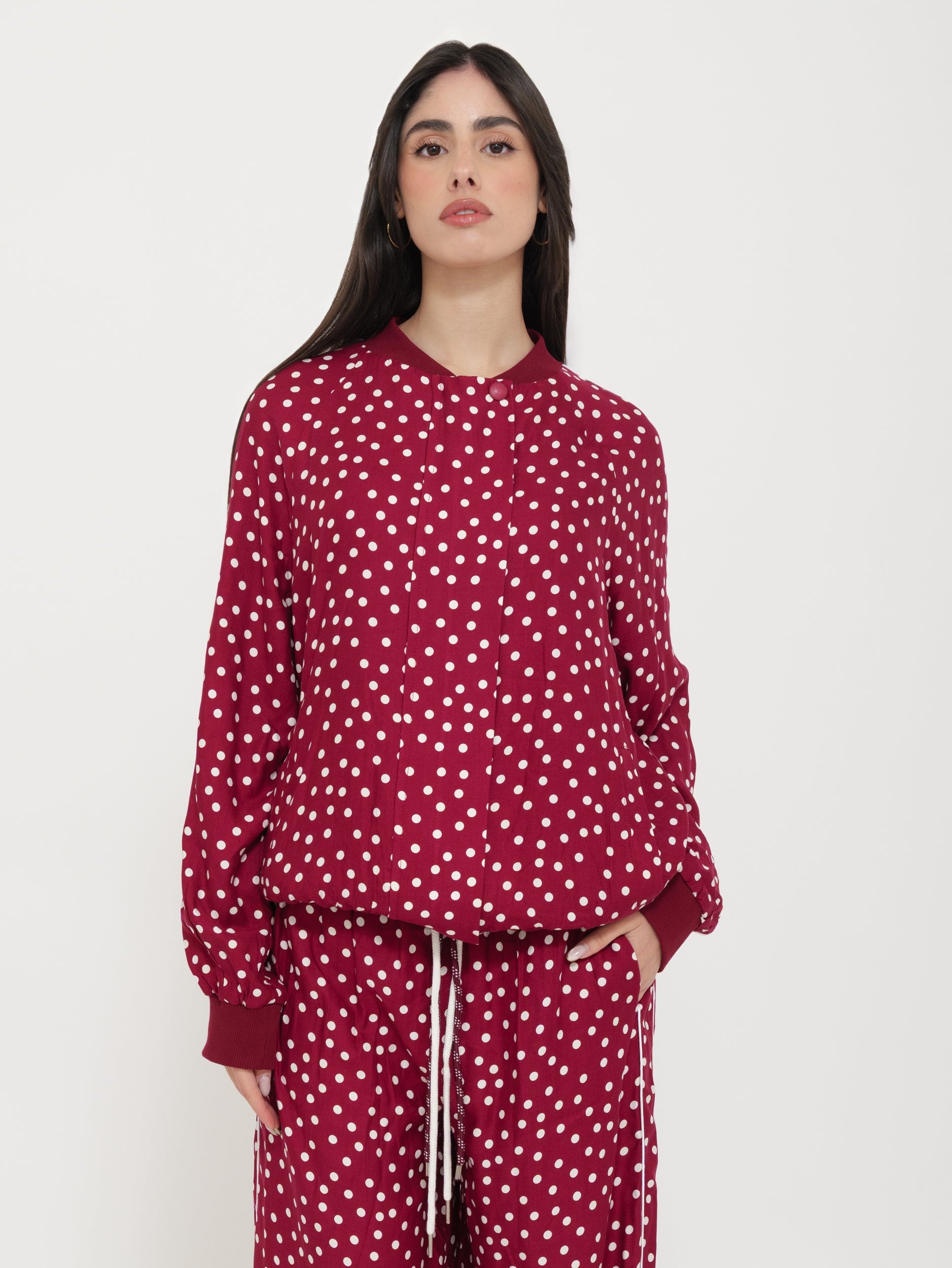 Felpa Bomber a Pois coordinato