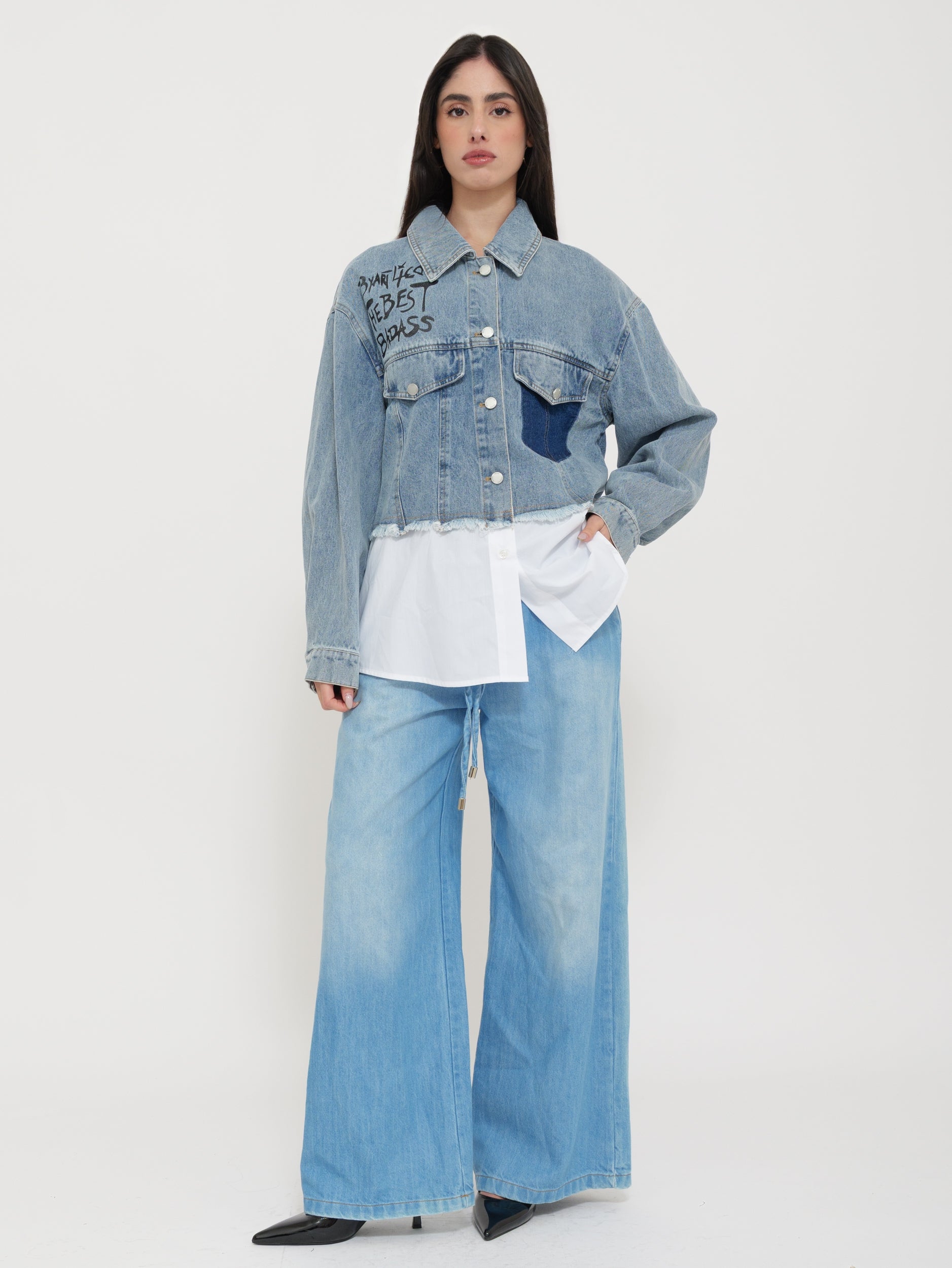 Giacca in Jeans con Dettaglio Fondo Camicia