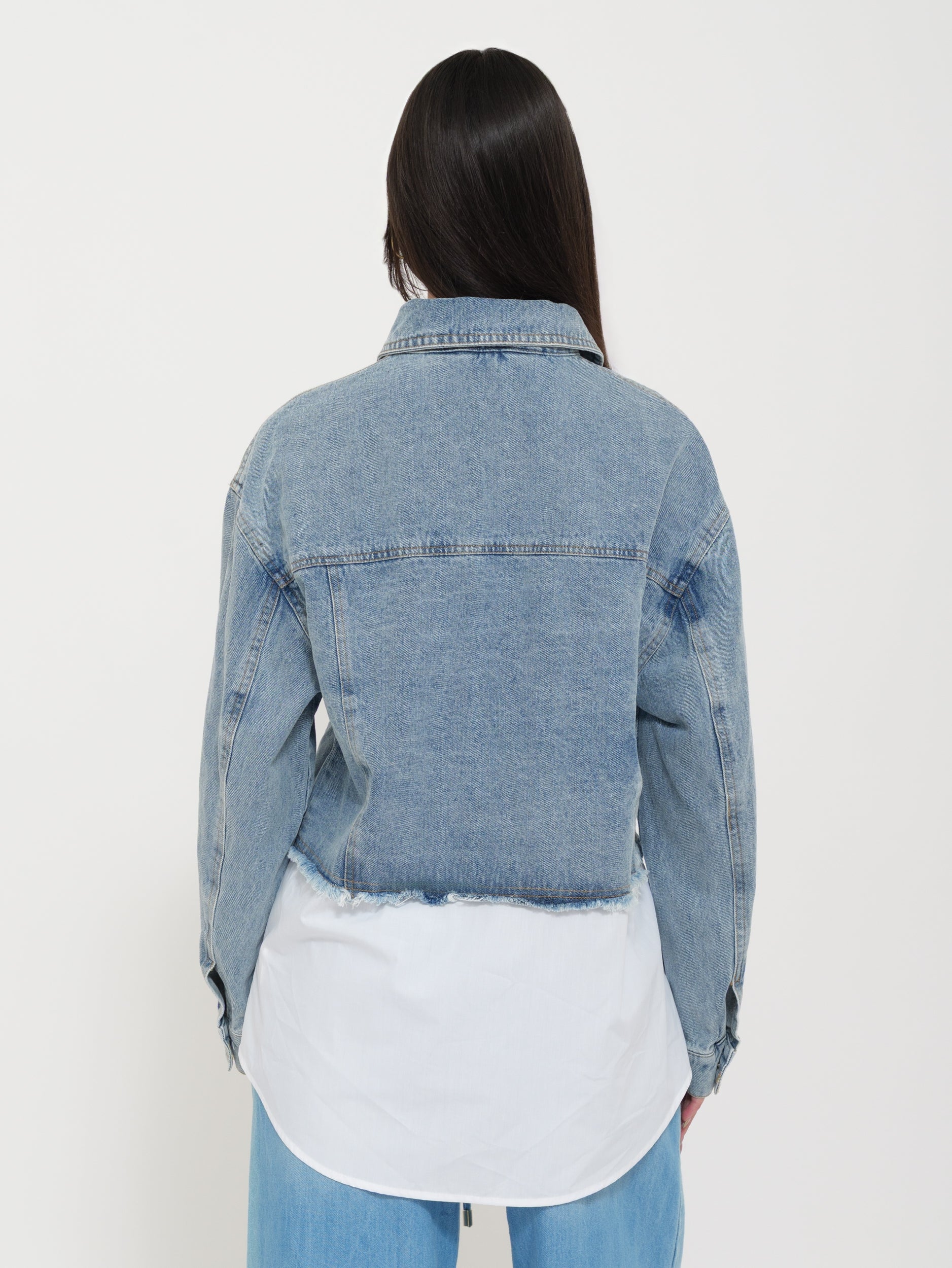Giacca in Jeans con Dettaglio Fondo Camicia