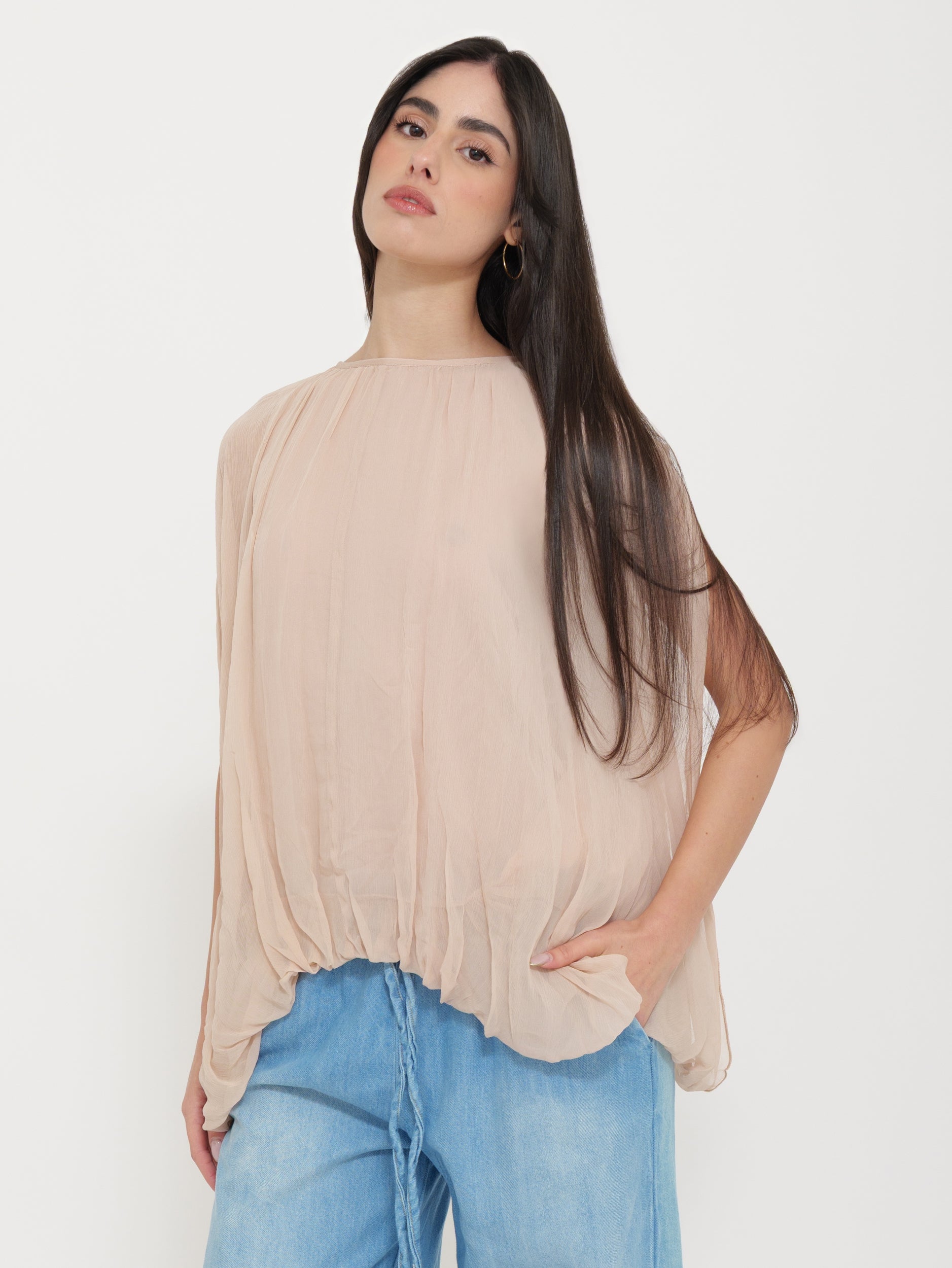Blusa Morbida con Dettaglio Manica “Tensione”