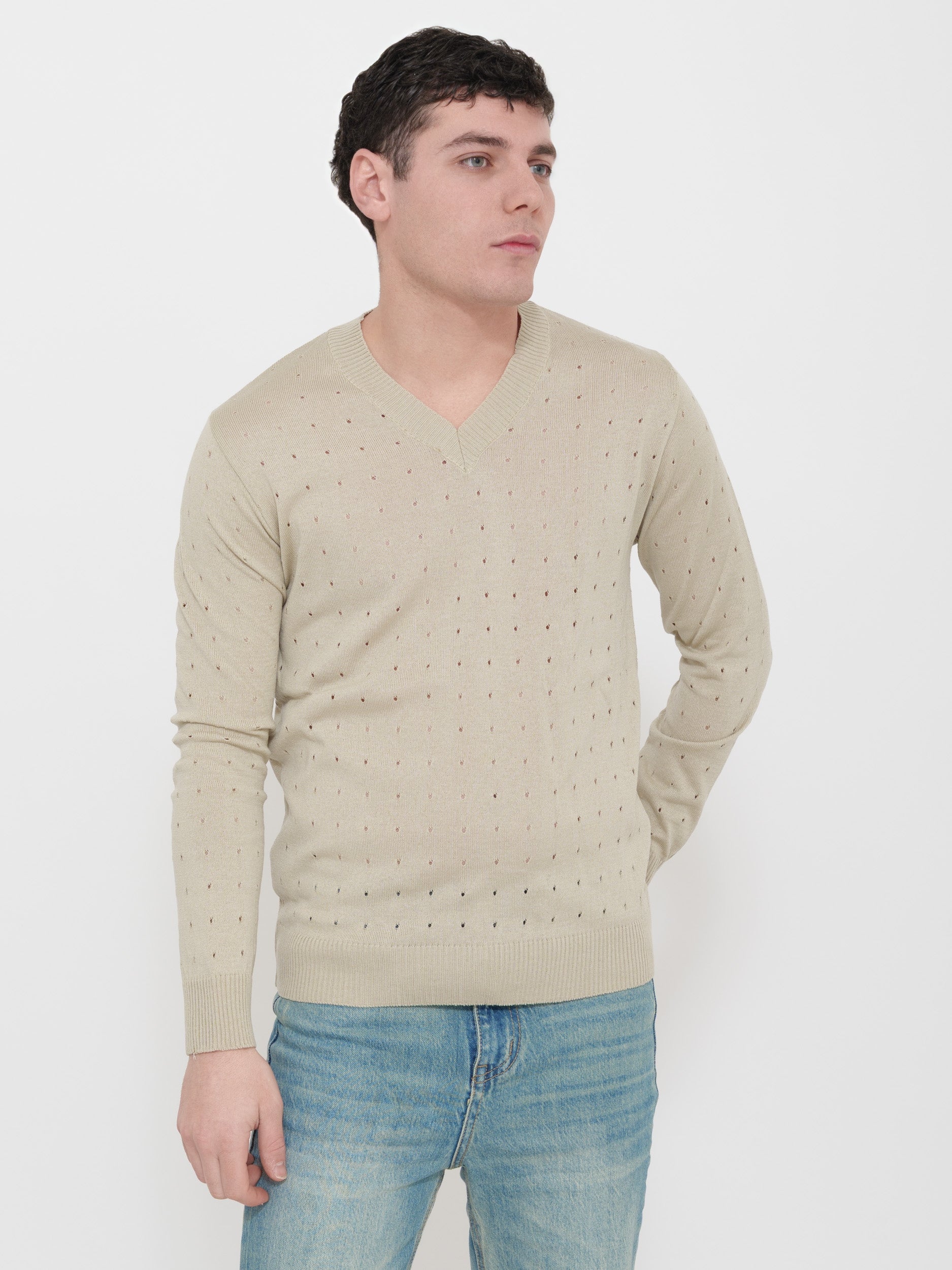 Pullover scollo a V victor cool traforato Made in Italy