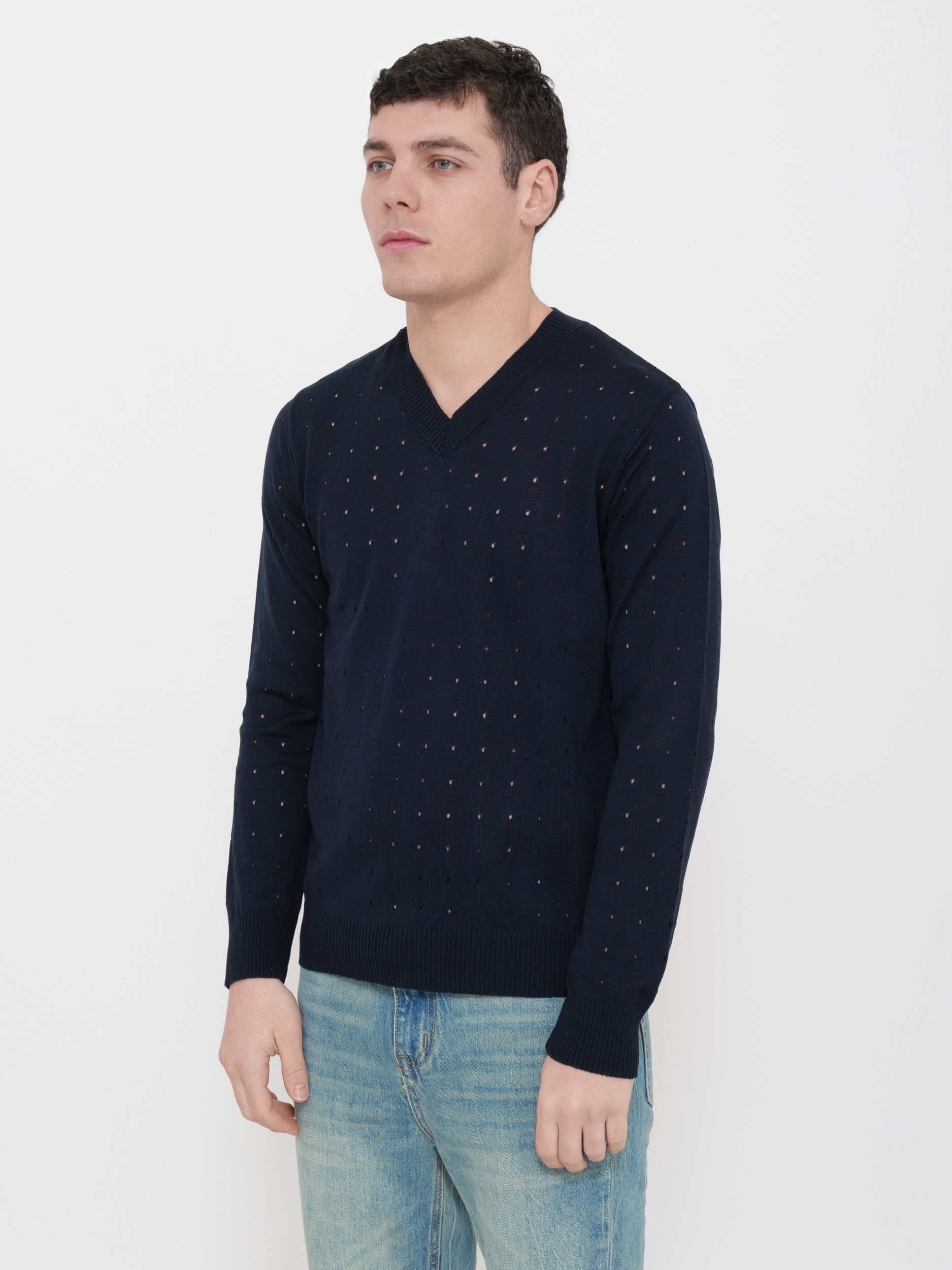 Pullover victor cool 100% cotone scollo a V traforato Made in Italy