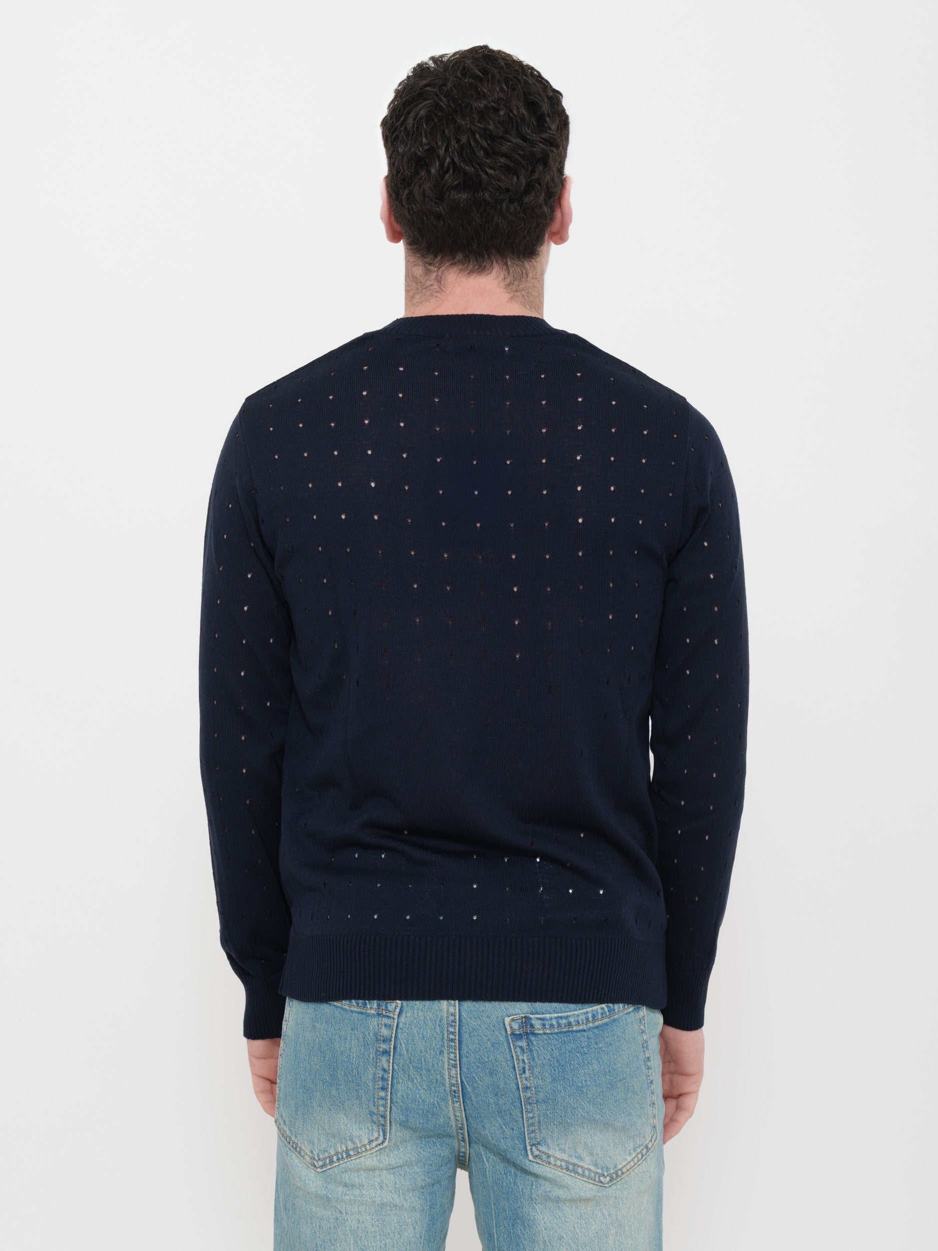 Pullover victor cool 100% cotone scollo a V traforato Made in Italy