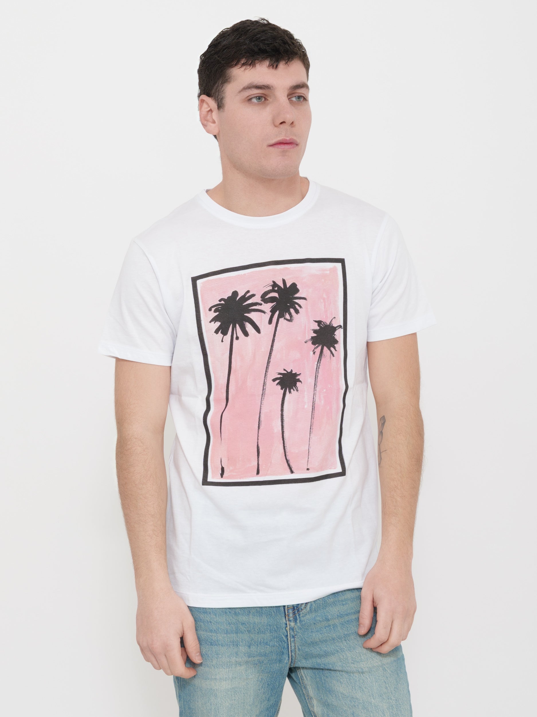 T-shirt Victor cool stampa palme 100% cotone Made in Italy