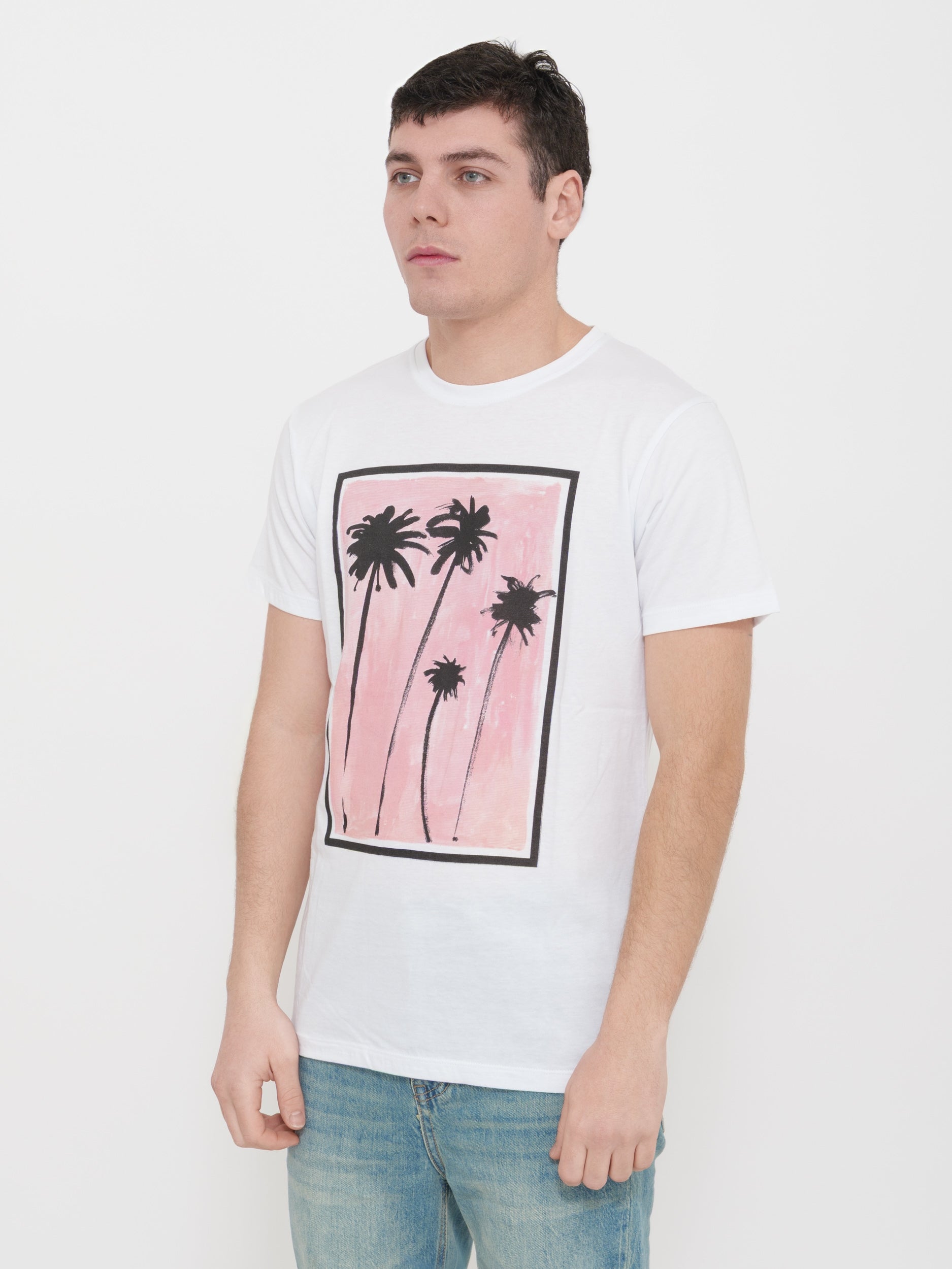 T-shirt Victor cool stampa palme 100% cotone Made in Italy