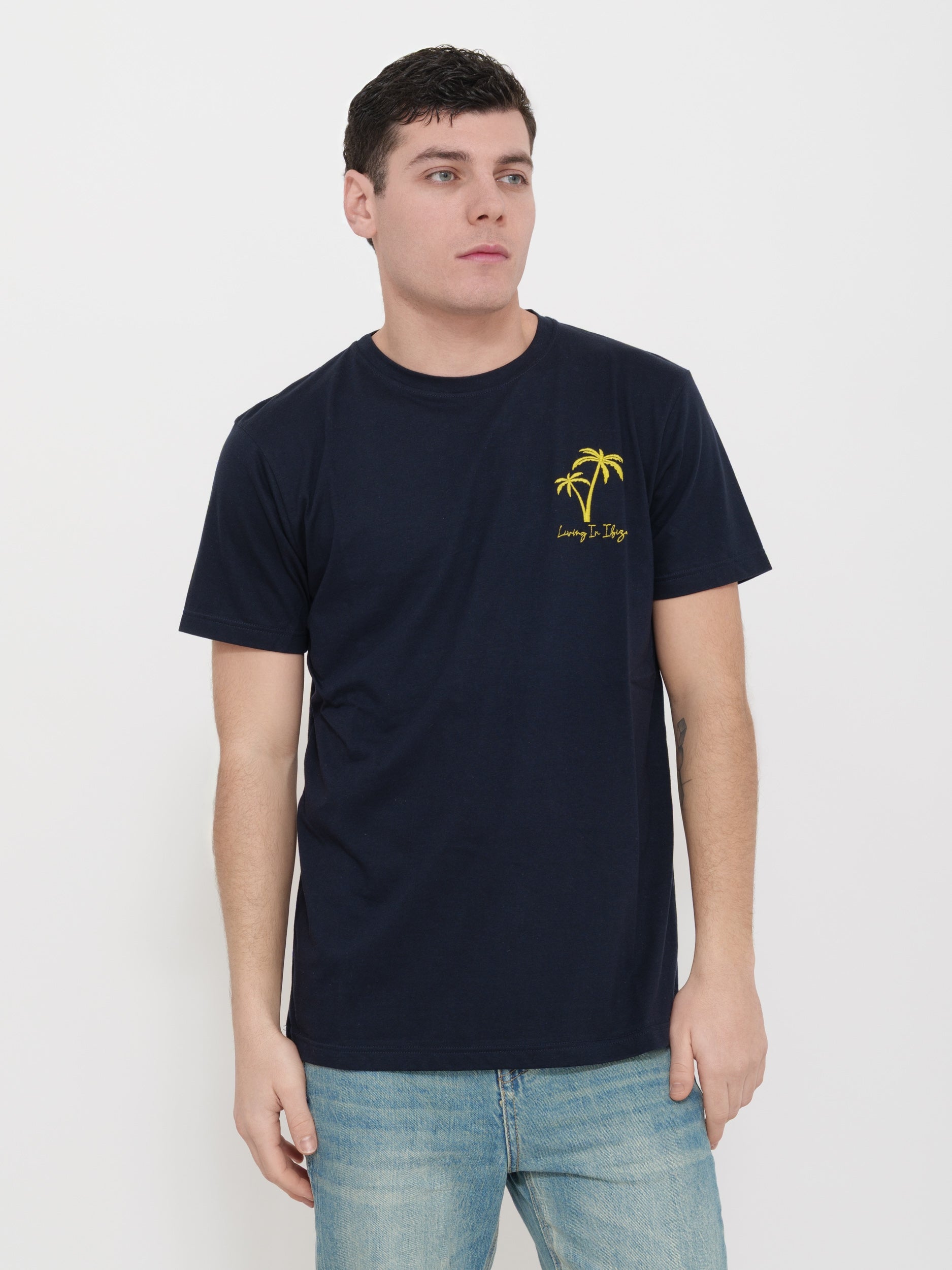 T-shirt victor cool stampa tasca Palme 100% cotone Made in Italy