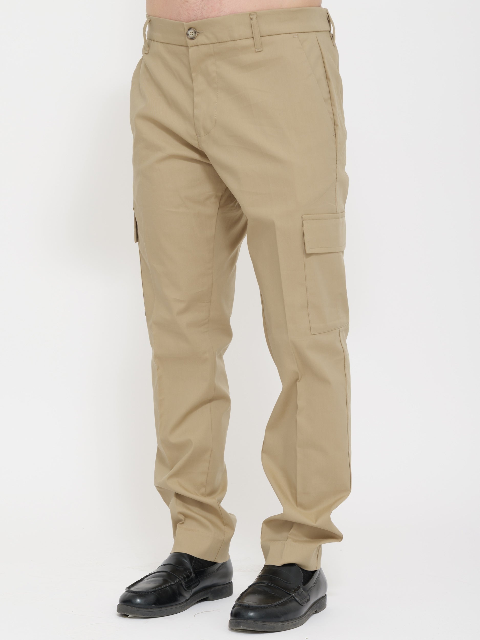 Pantalone Classic fit modello cargo beige