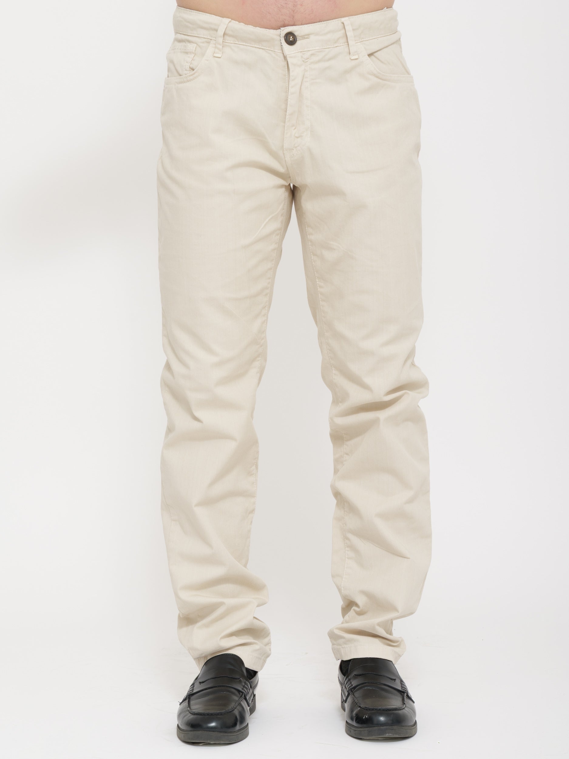 Pantalone taglio jeans victor cool 5 tasche crema