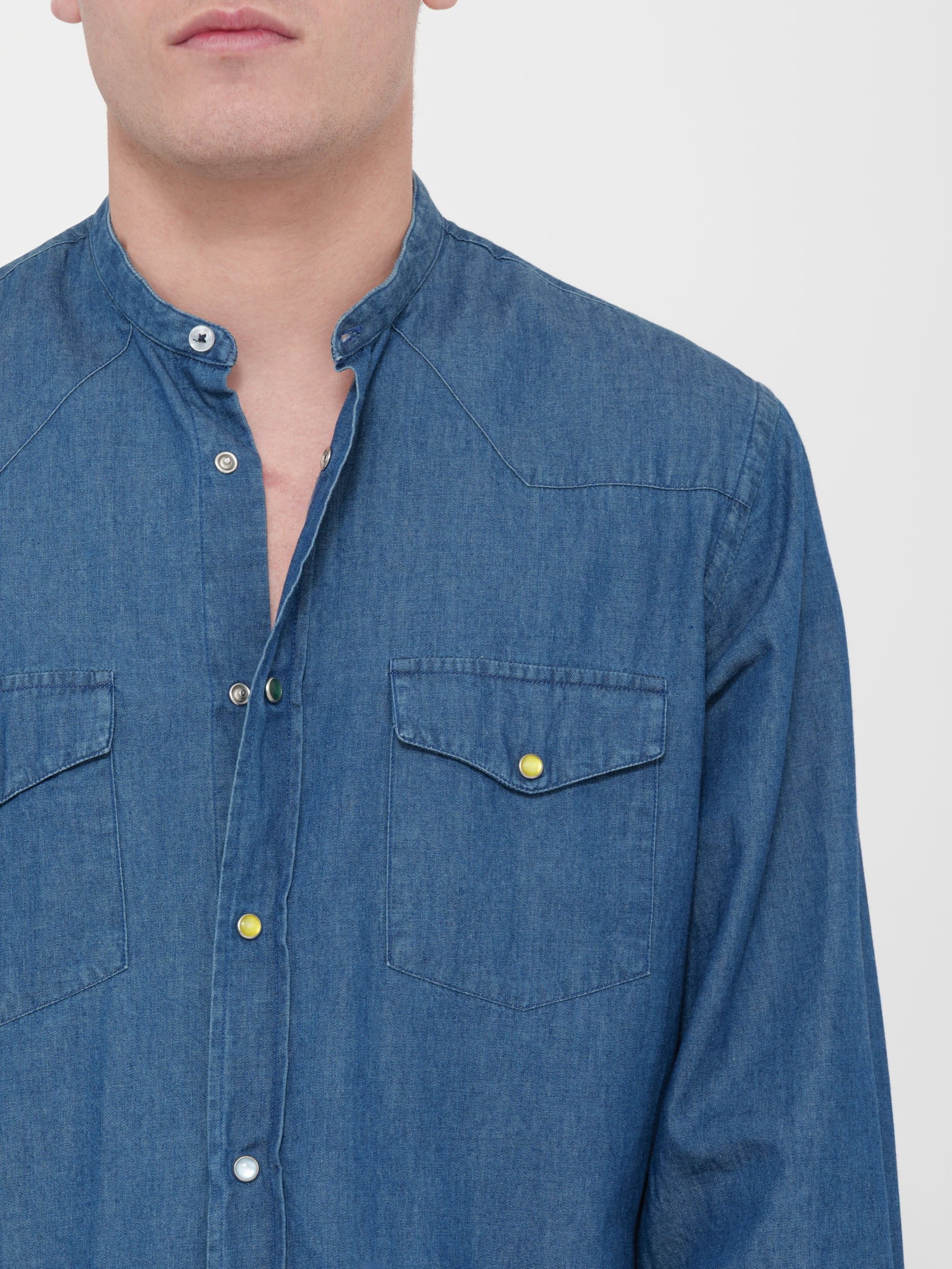 Camicia Victor cool denim colletto alla coreana