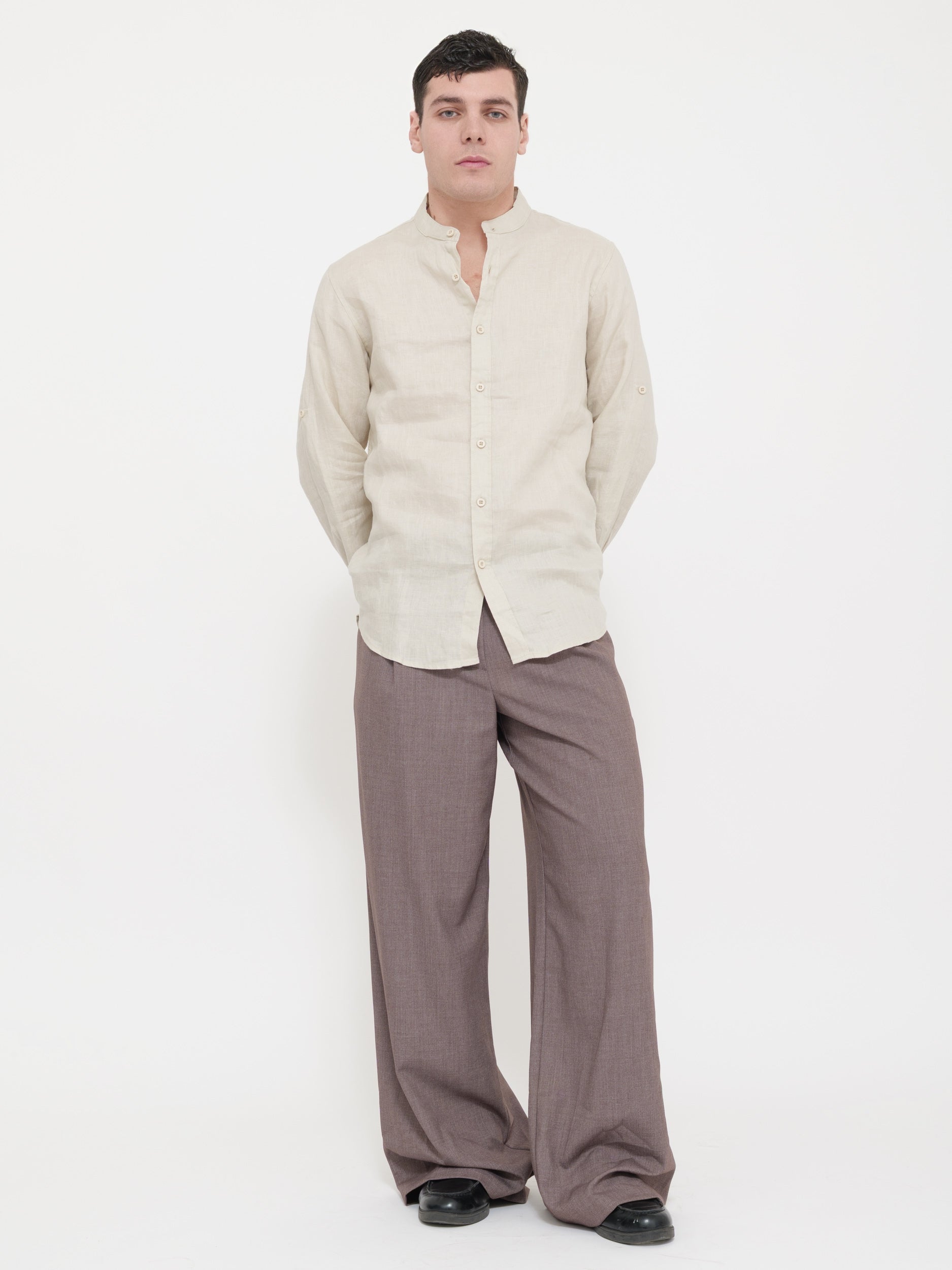 Camicia 100% Lino Made in Italy victor cool alla coreana