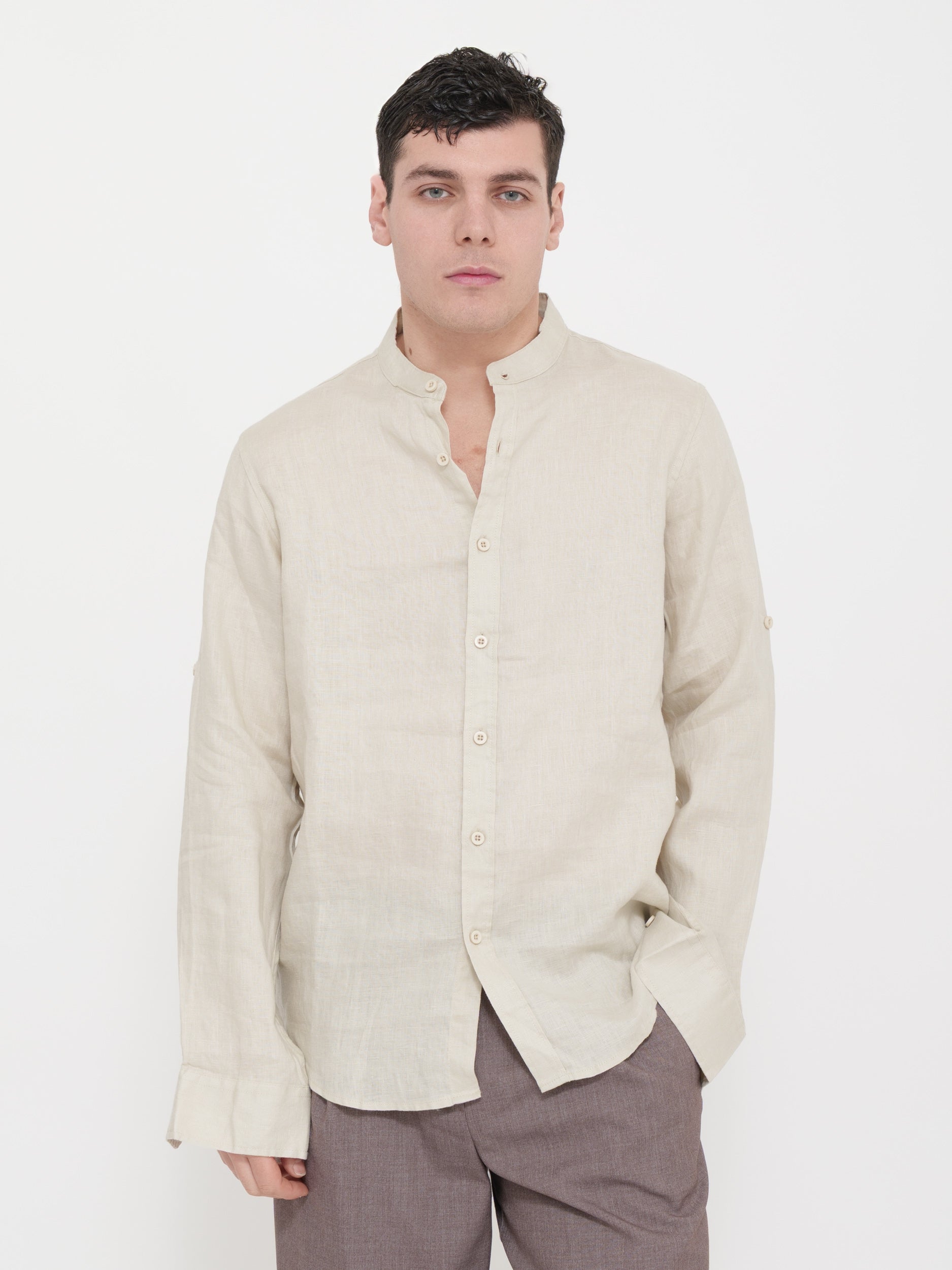 Camicia 100% Lino Made in Italy victor cool alla coreana