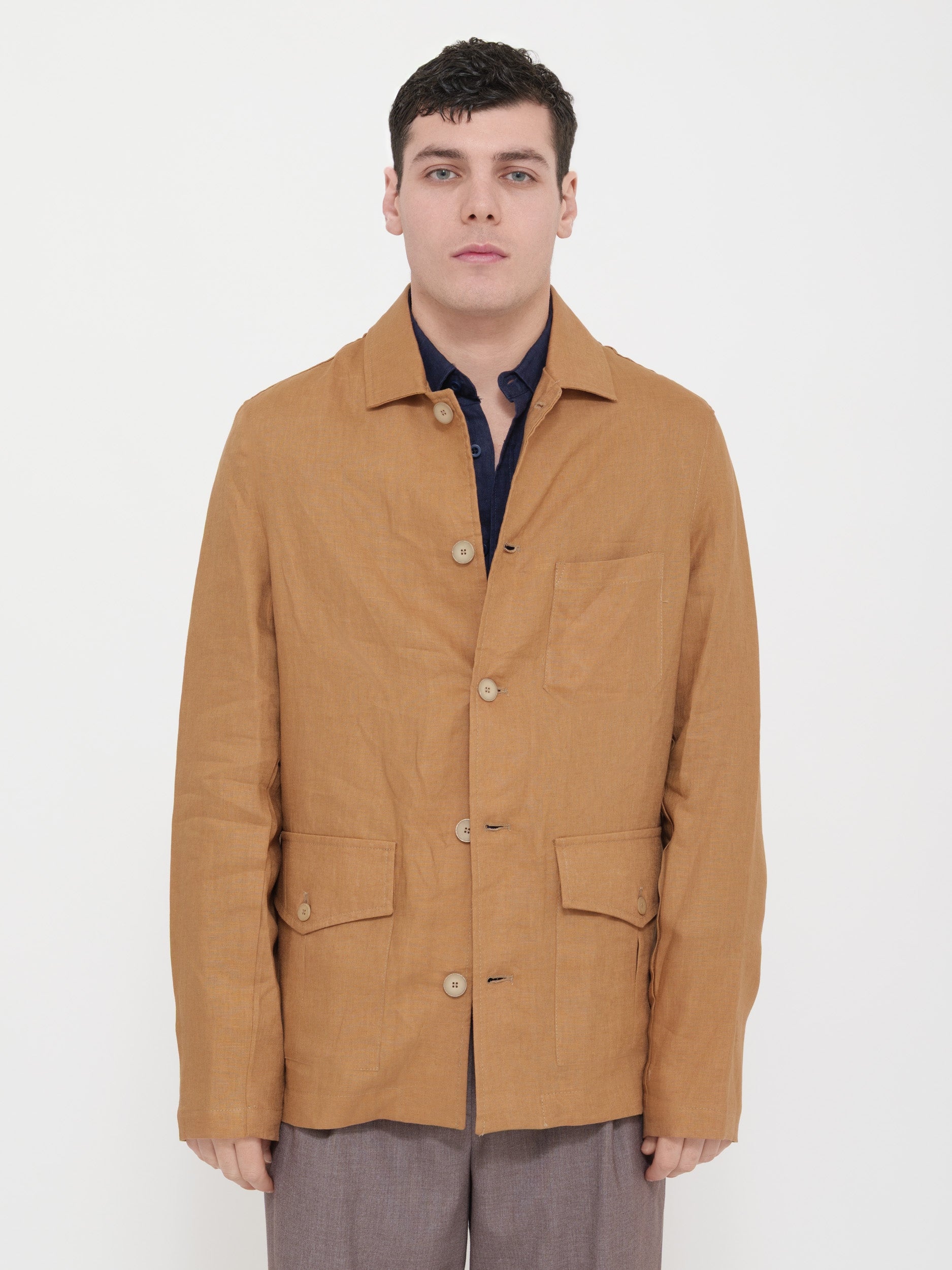 Giacca con colletto 100% lino victor cool