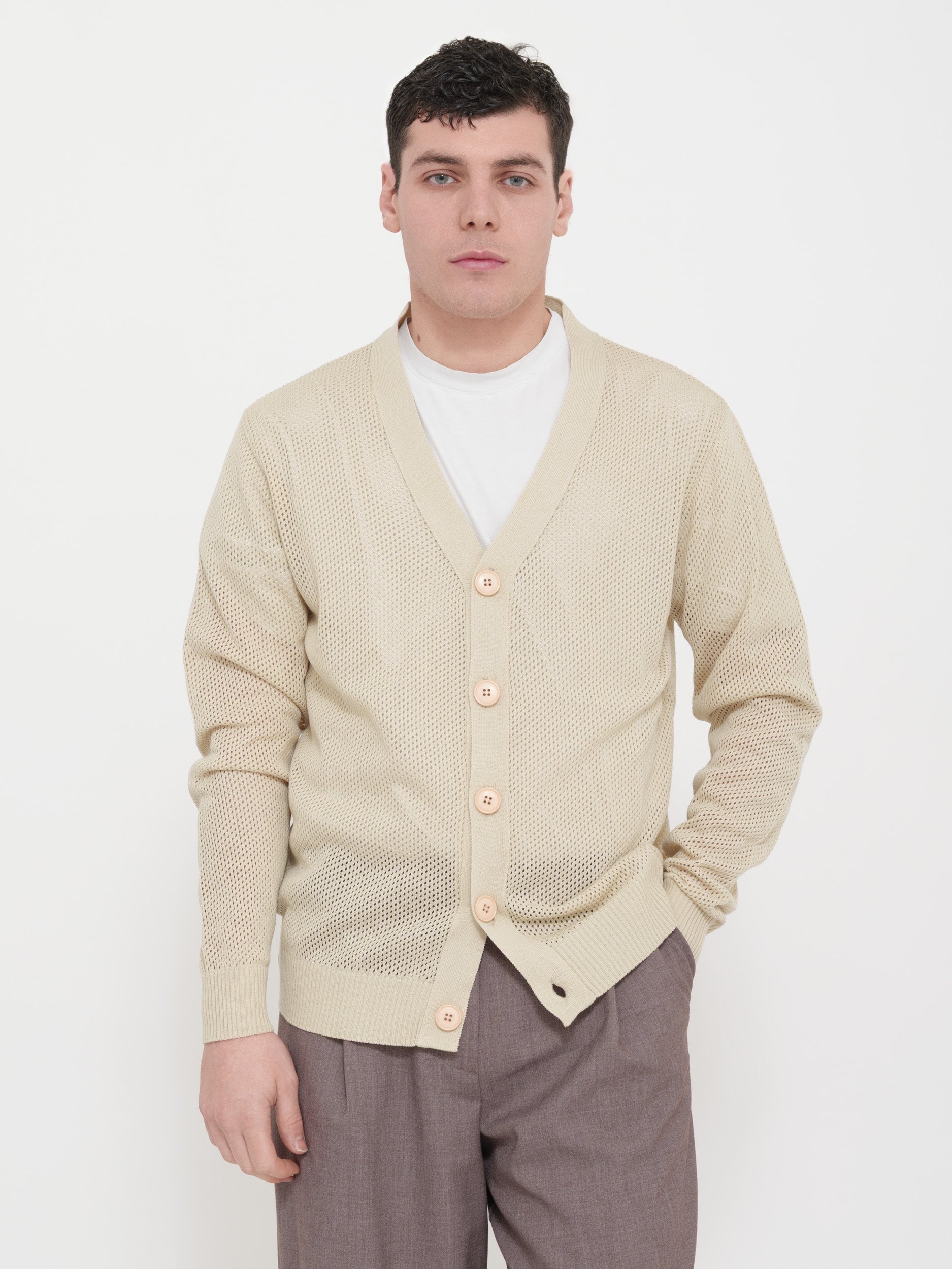 Cardigan traforato victor cool 100% cotone