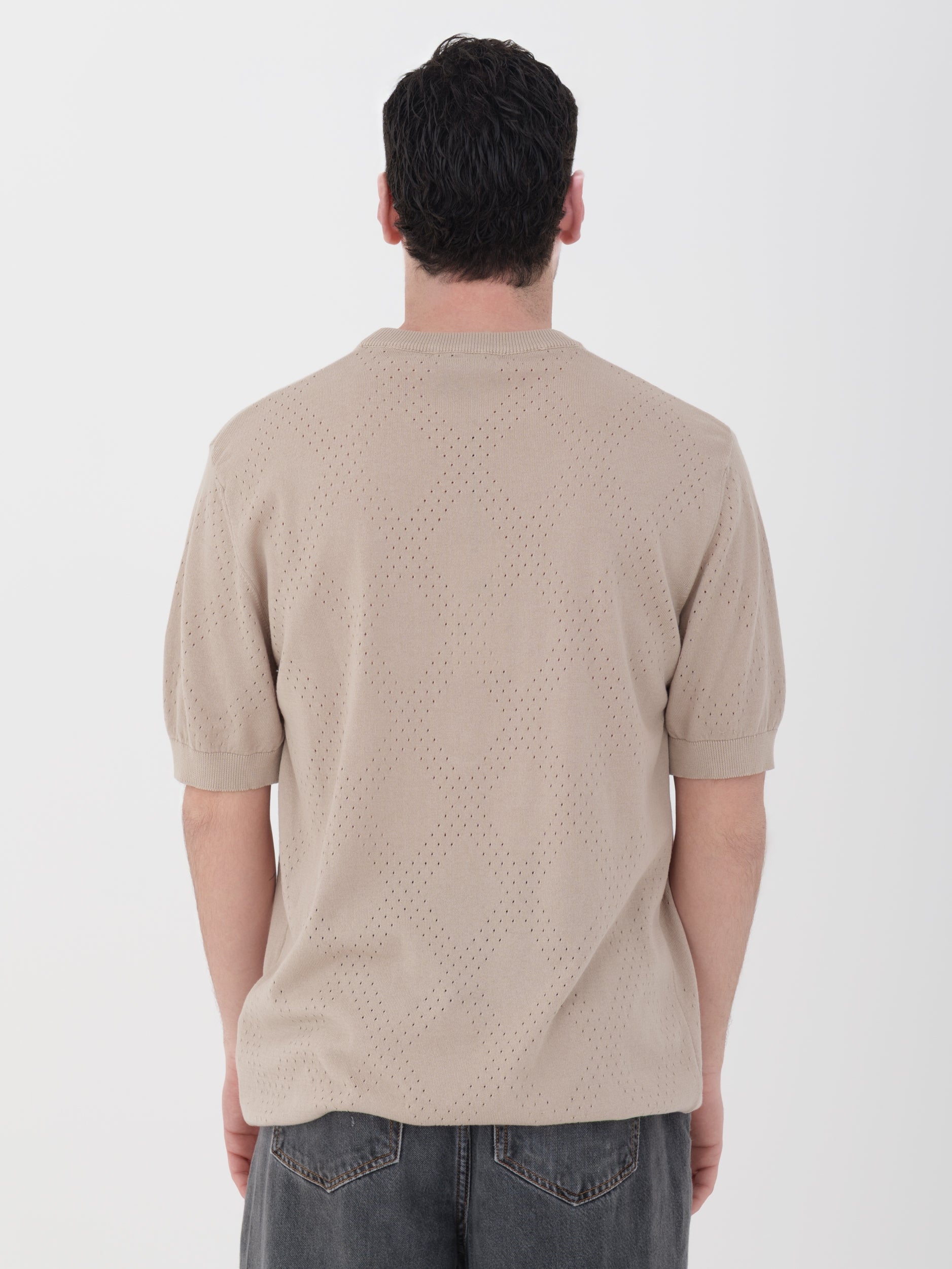 IMPERIAL - t-shirt in maglina traforata beige