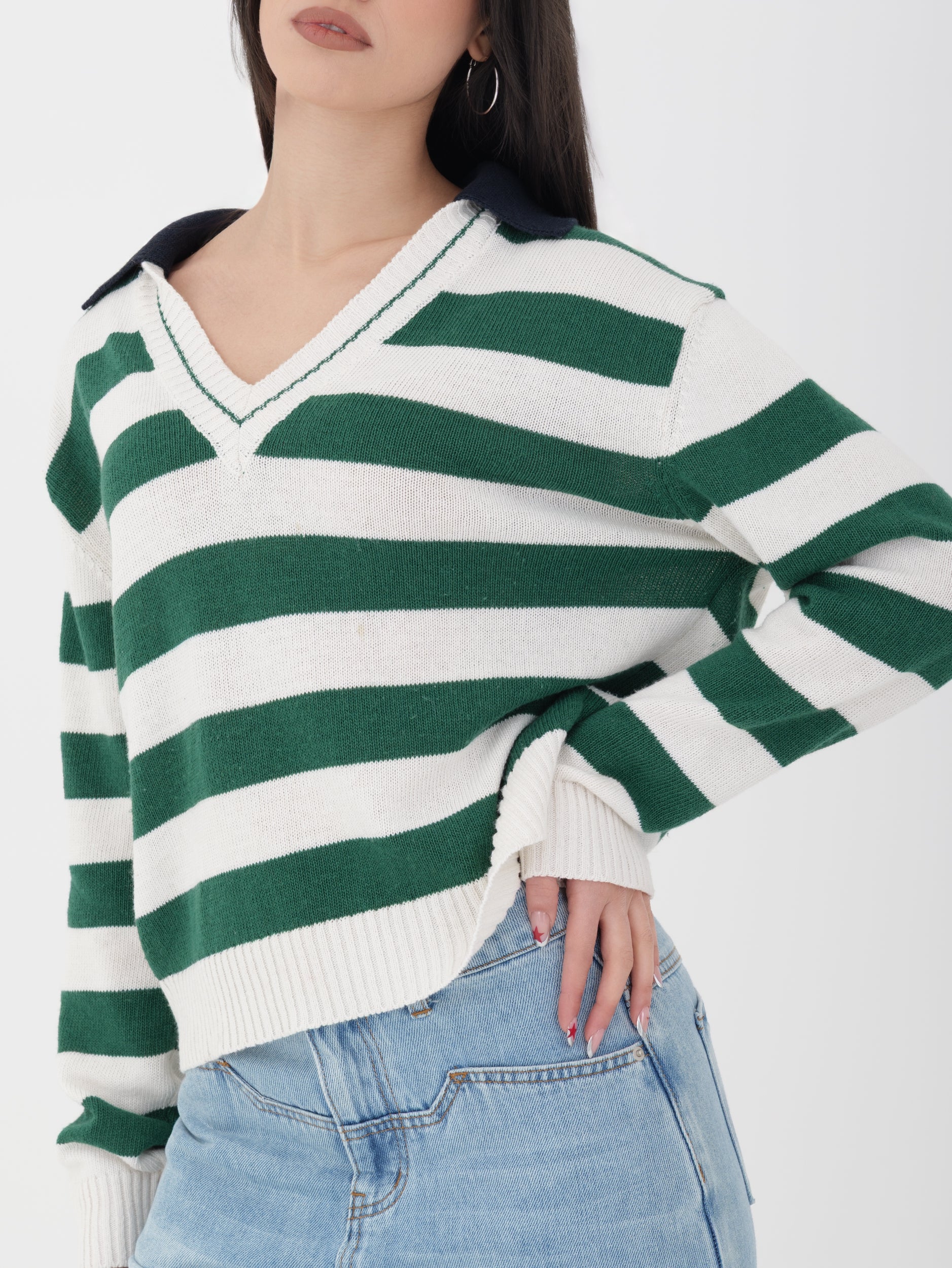 Maglia tensione in ecru/verde