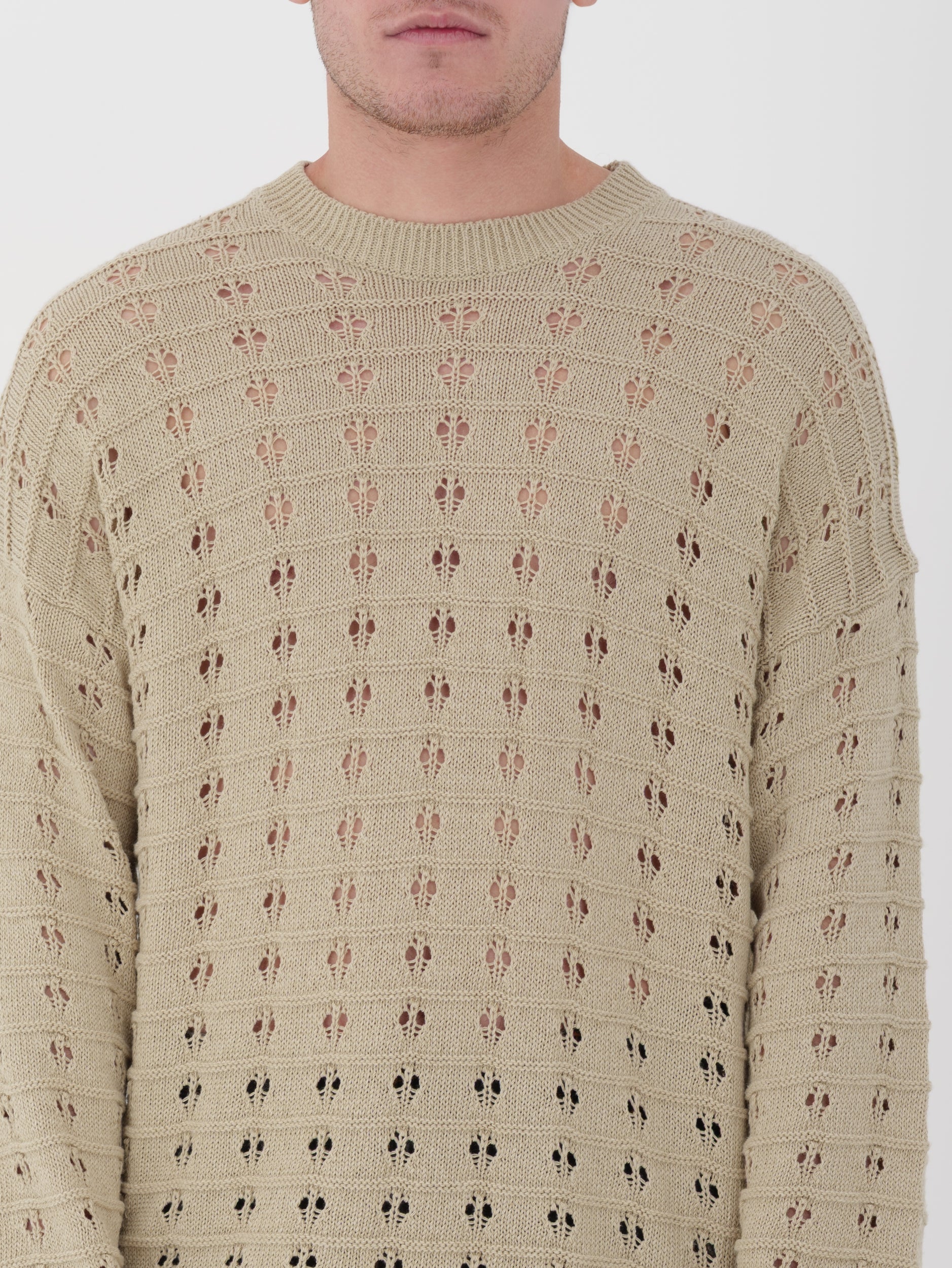IMPERIAL - pullover in maglina traforato beige