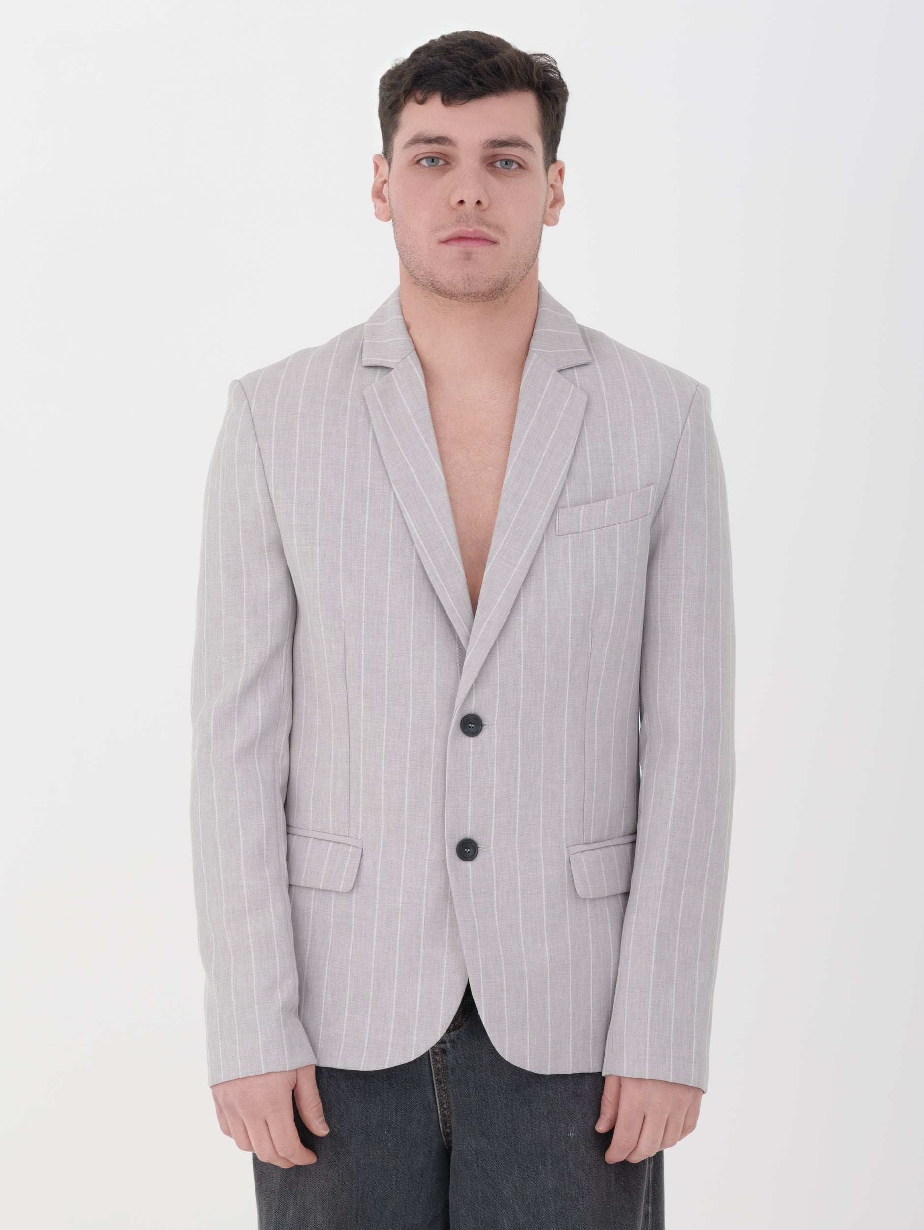 IMPERIAL - blazer gessato grey/ white