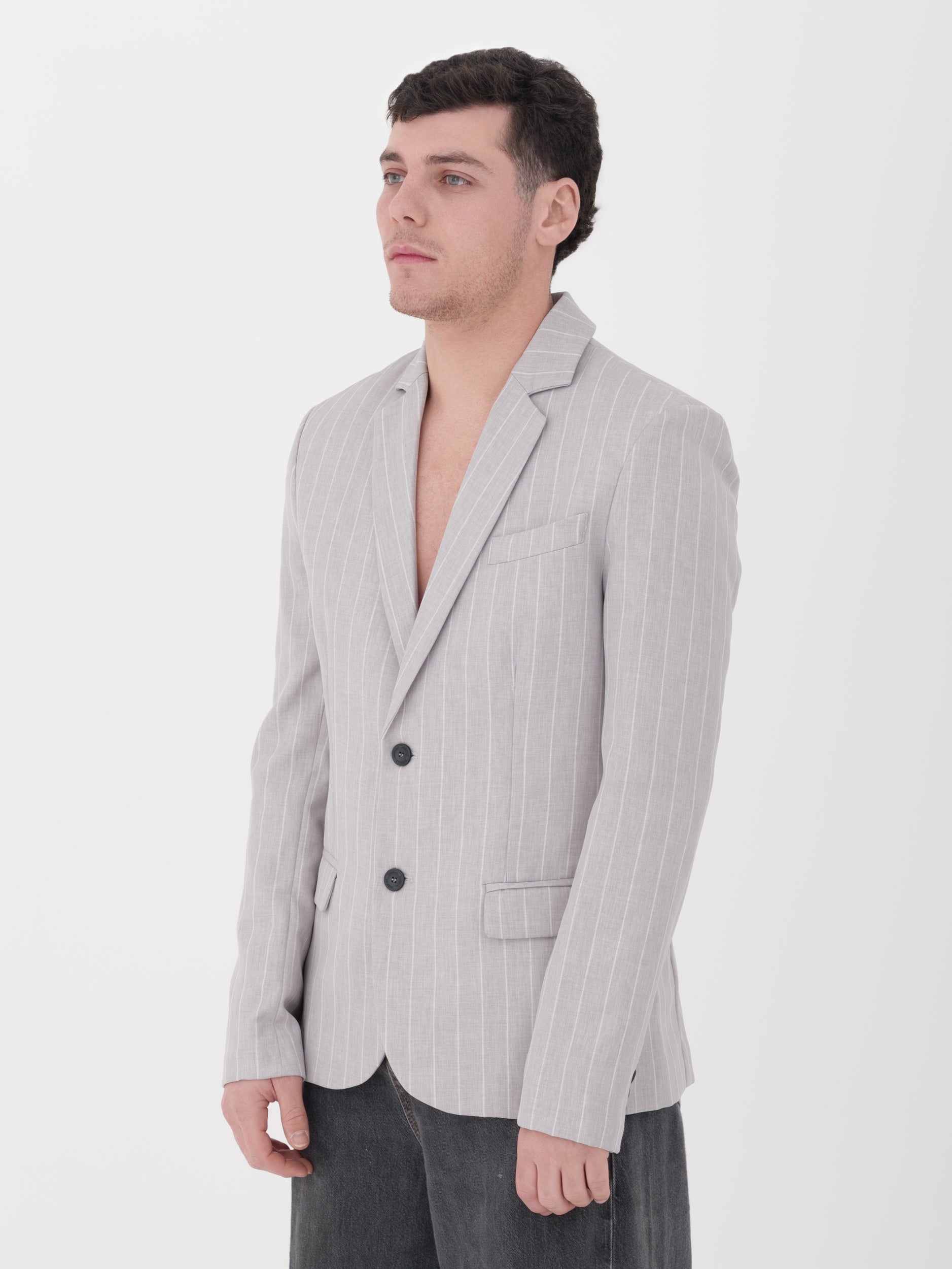 IMPERIAL - blazer gessato grey/ white