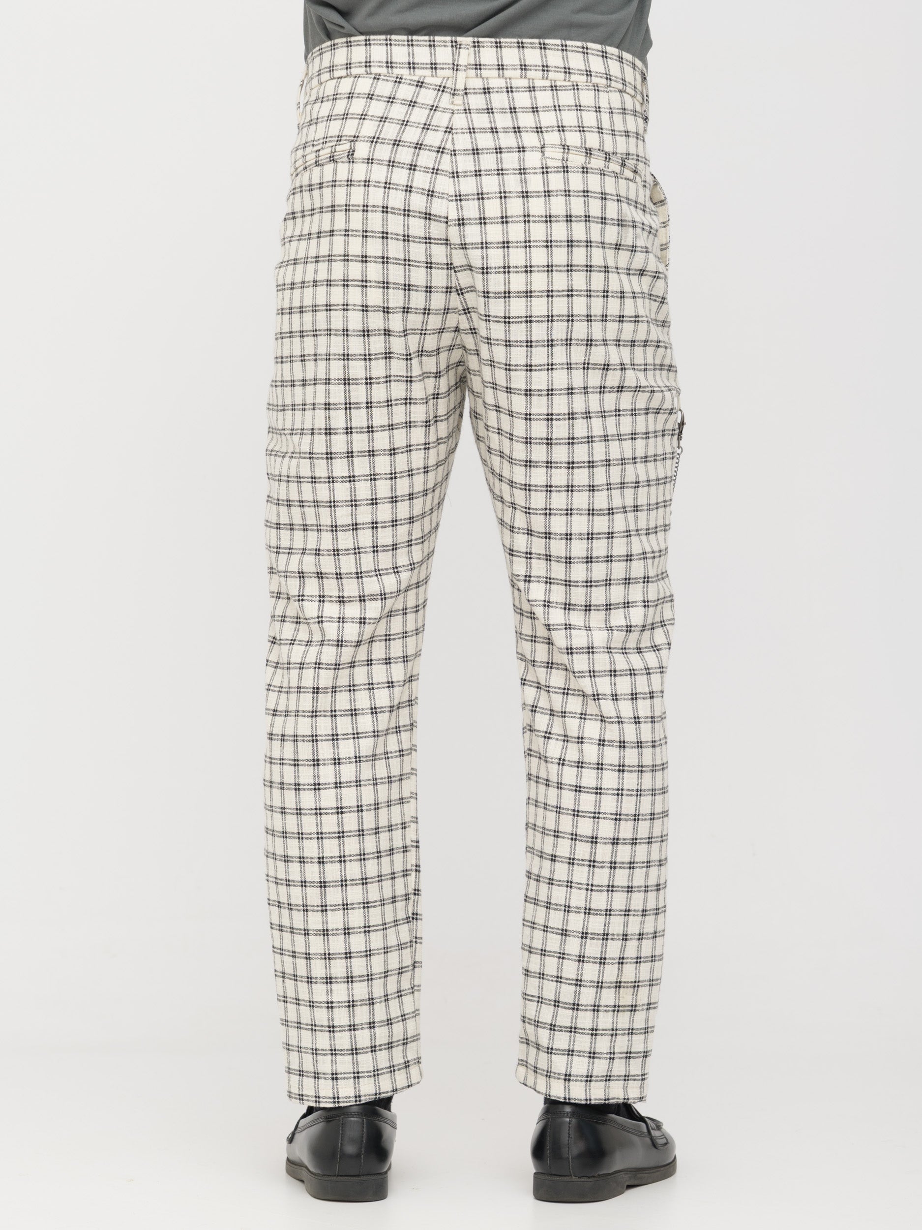 IMPERIAL- pantalone a quadri dettaglio catena