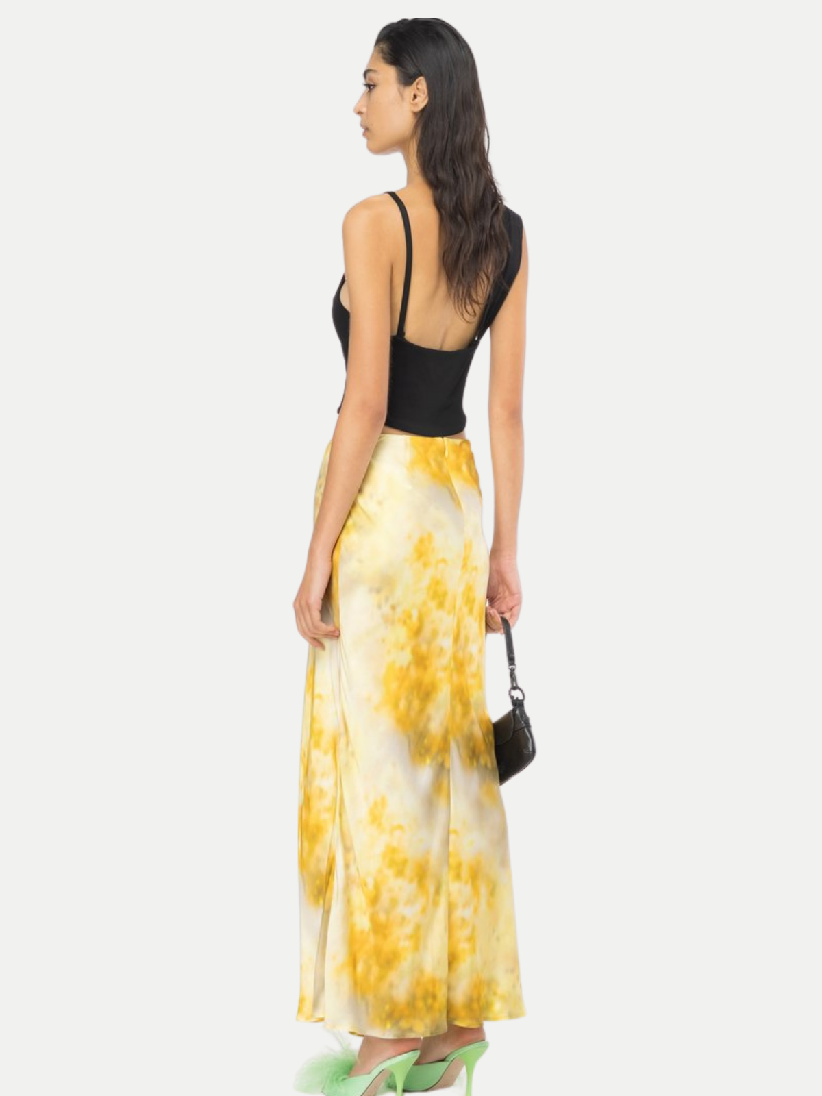 Gonna Pinko elegante in raso fiore sfumato