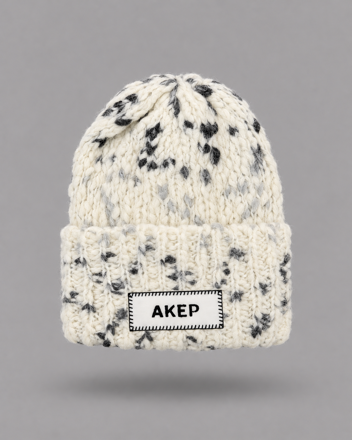 AKEP - Berretto panna con screziature grigie e nere