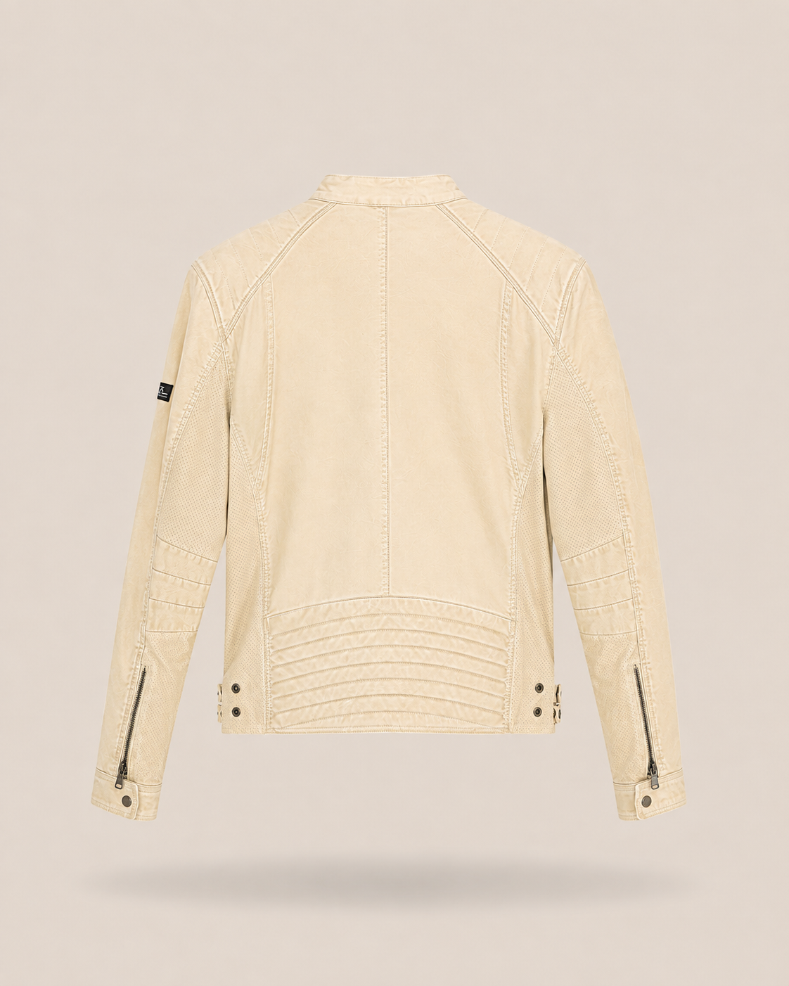 YES ZEE - chiodo di pelle corto beige