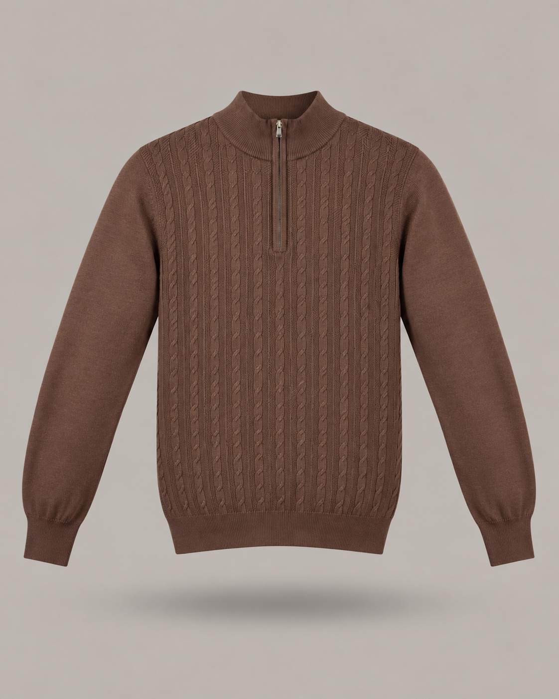 BRUNO LEONI - pullover in viscosa testa di moro con cerniera