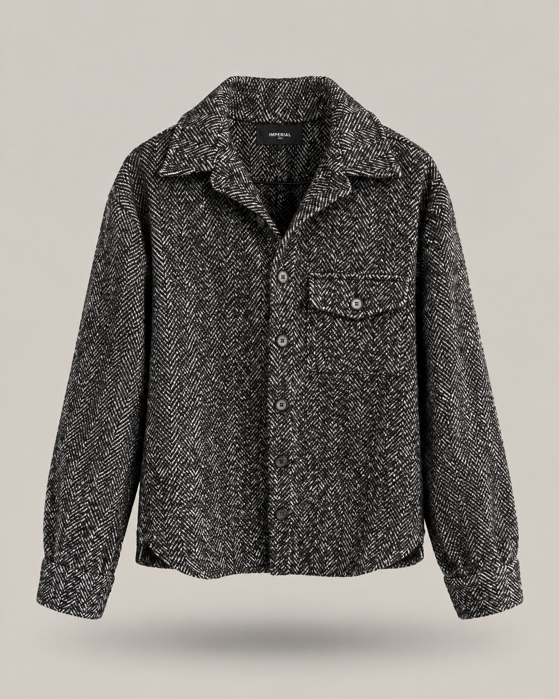 IMPERIAL — Overshirt spinata nero/grigi