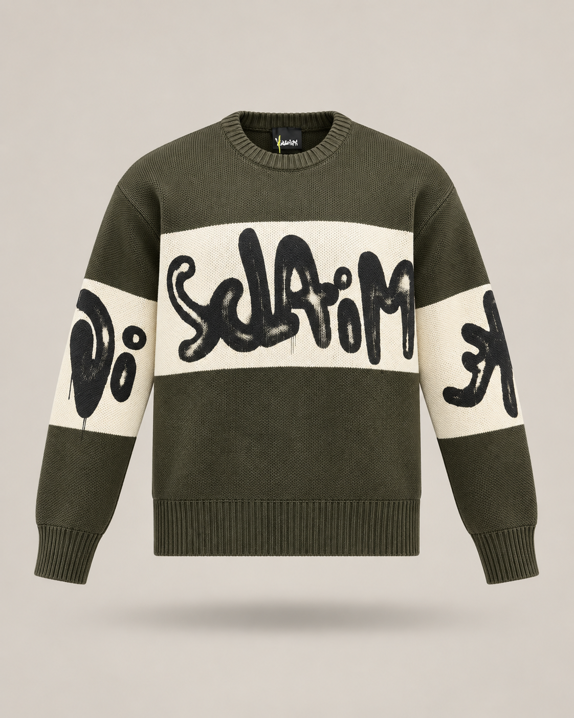 DISCLAIMER — Maglione verde oliva graphic