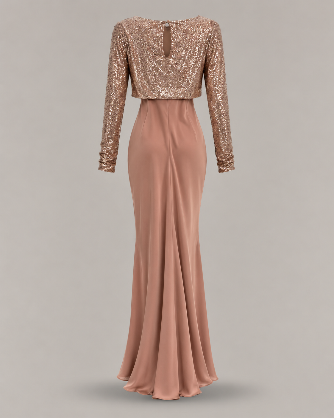 BLUMARINE - Abito lungo satin effetto seta con bolero cropped in paillettes