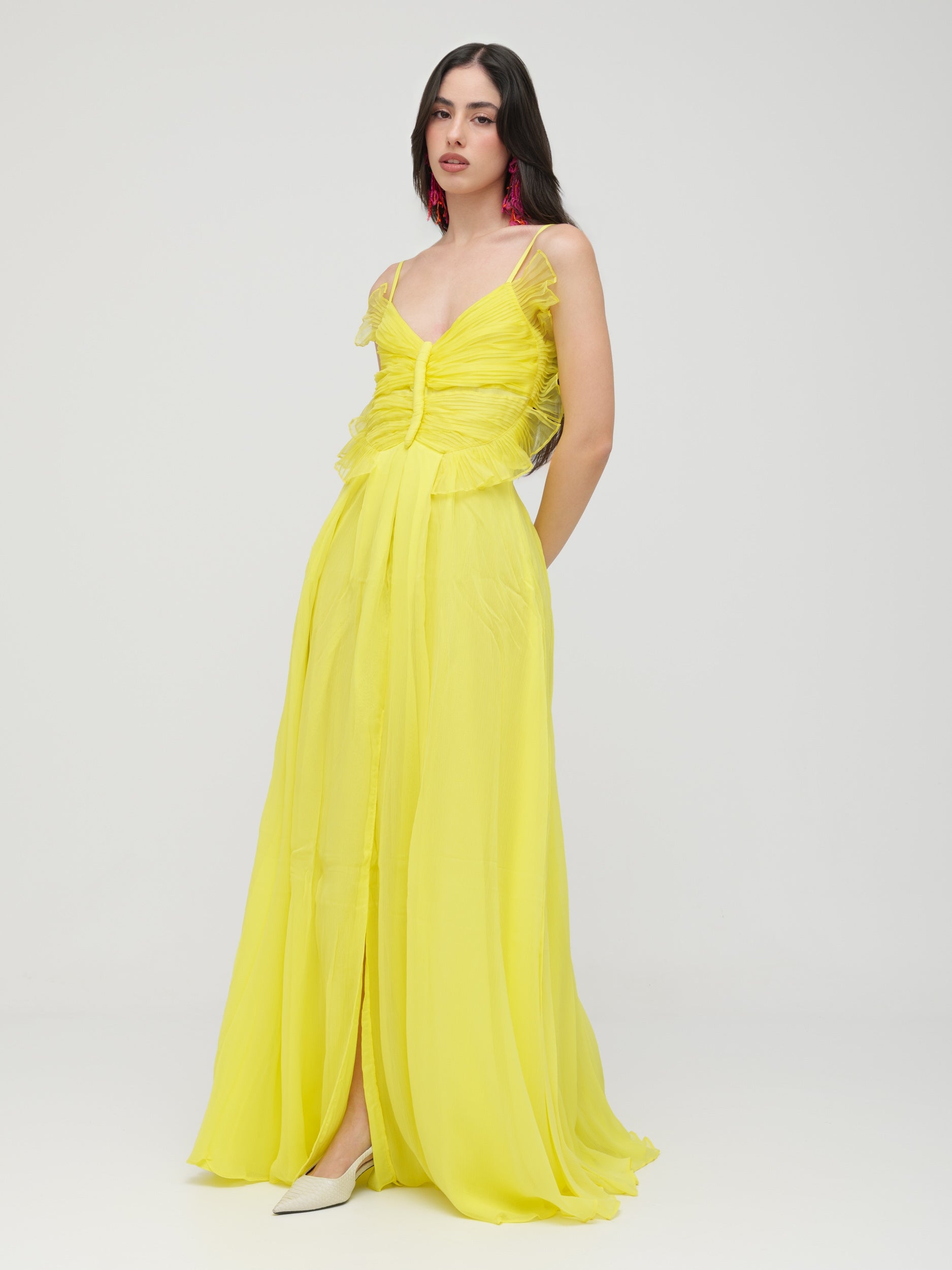 BLUGIRL | BLUMARINE - abito lungo con corpetto costruito a farfalla
