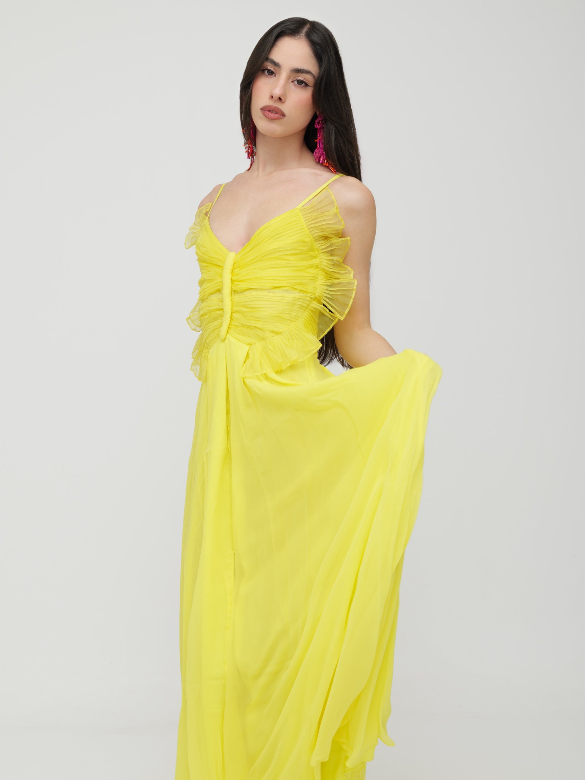 BLUGIRL | BLUMARINE - abito lungo con corpetto costruito a farfalla