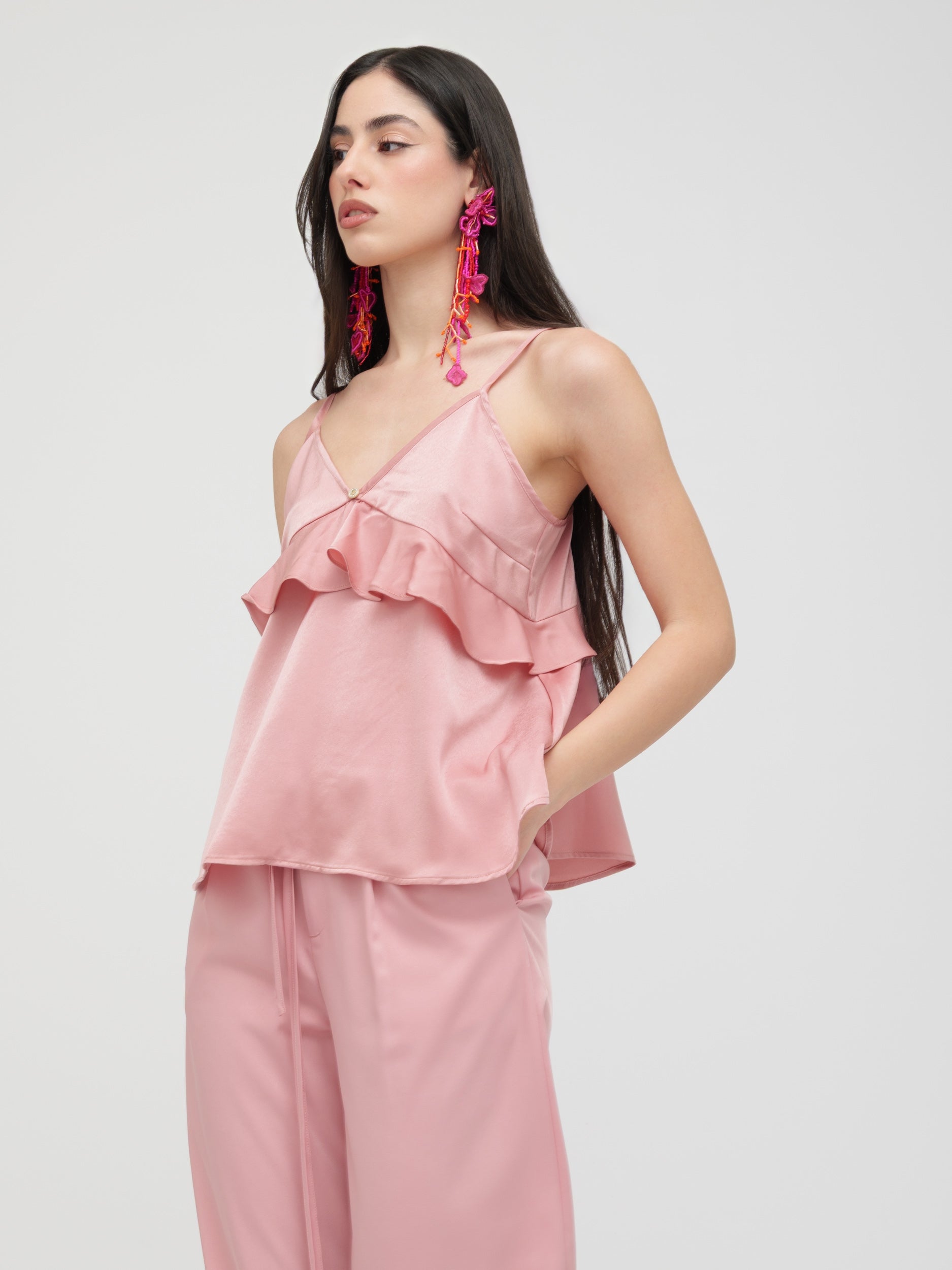 INFLUENCER - top scollo a V pink