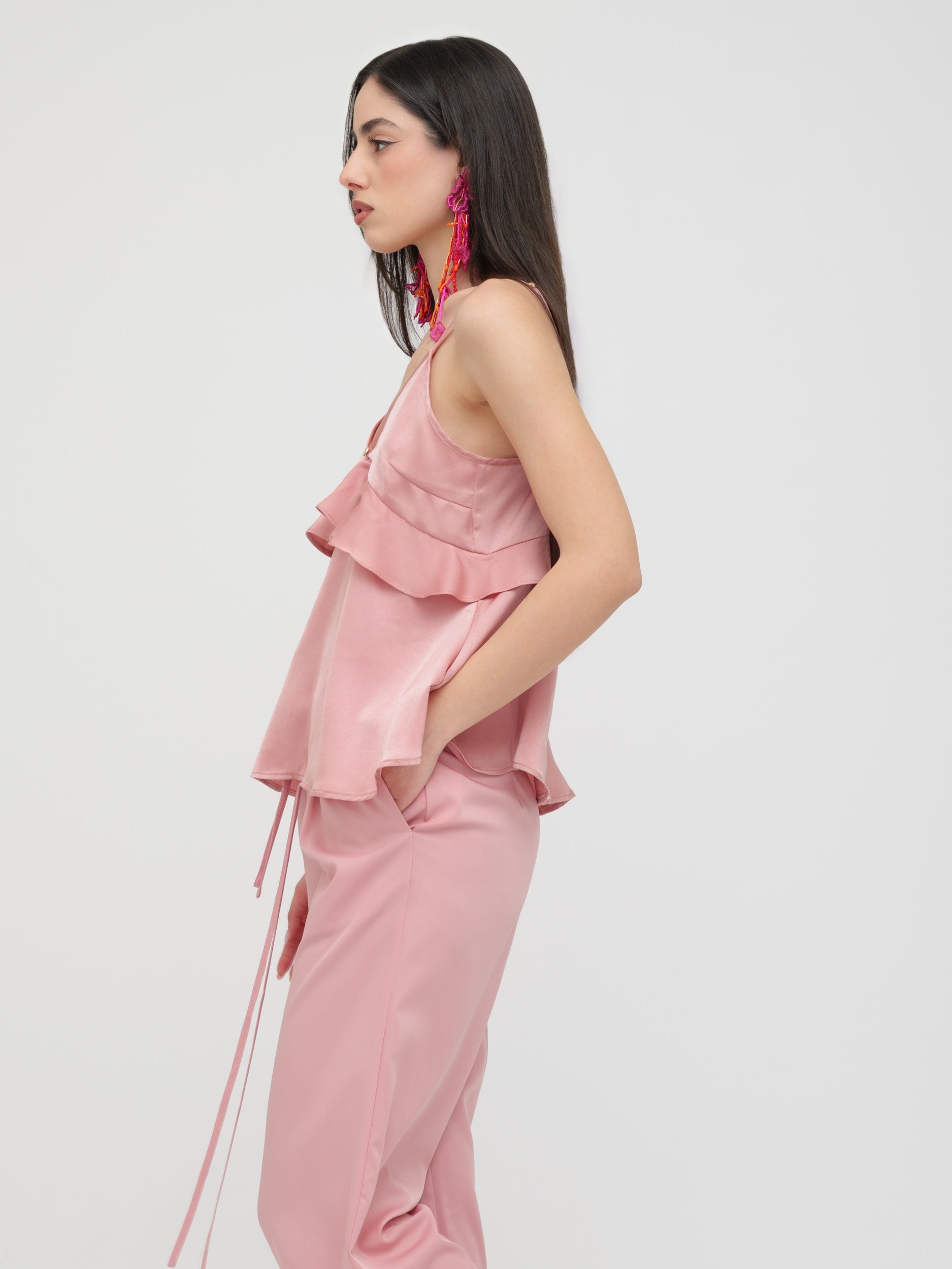 INFLUENCER - top scollo a V pink