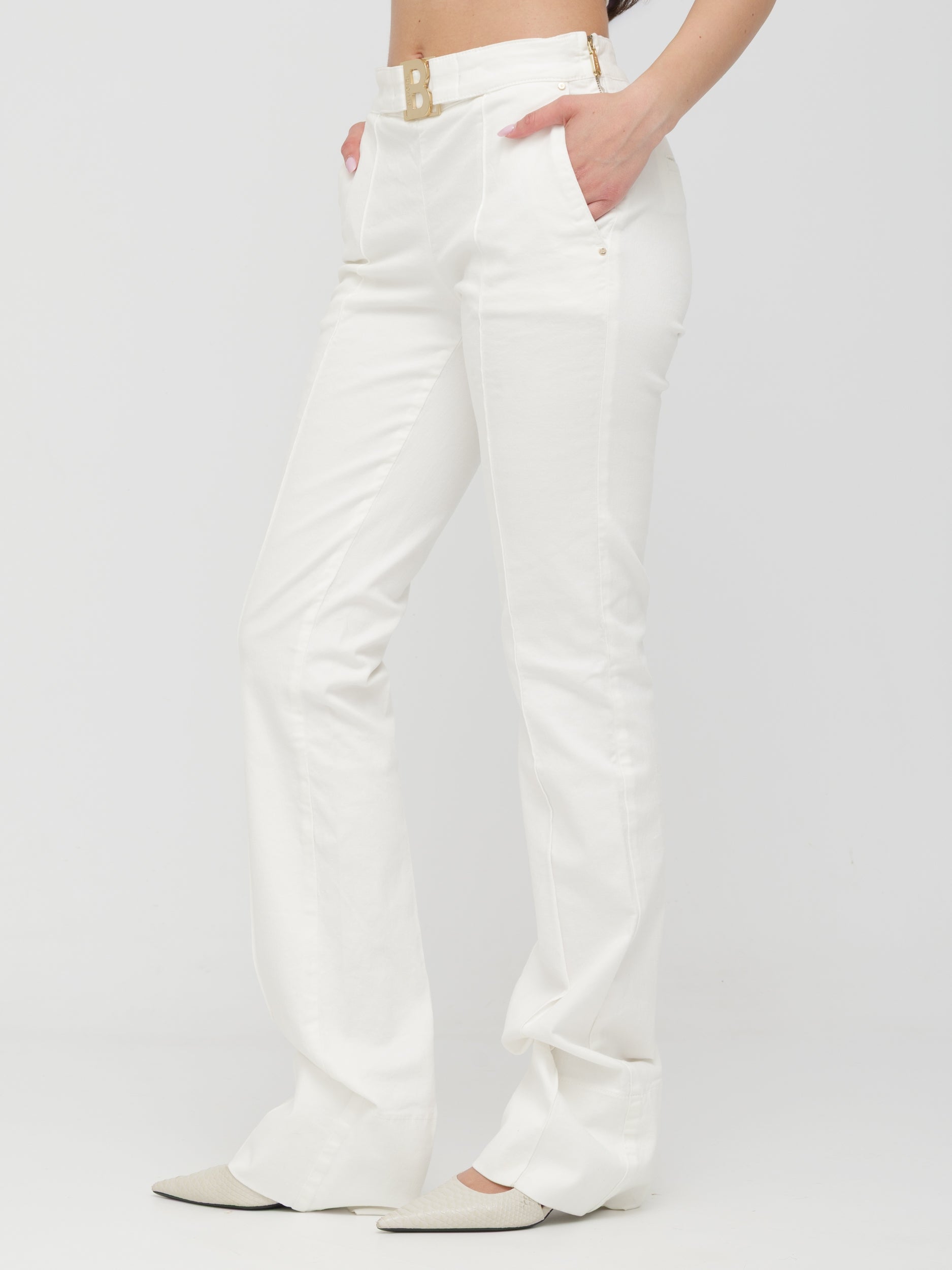 BLUGIRL | BLUMARINE - pantalone bianco a zampa d’ elefante