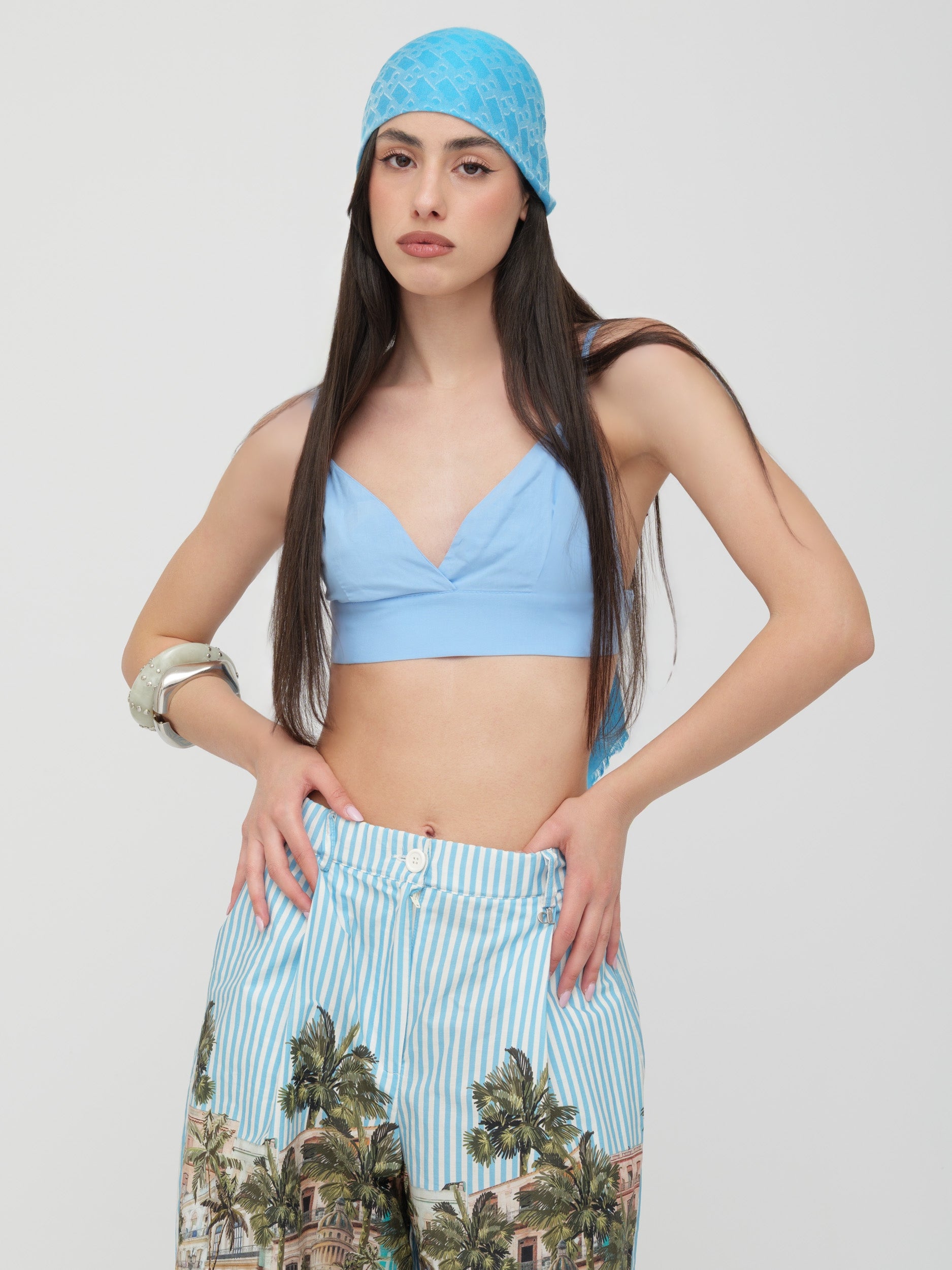 DIXIE - top azzurro spalline sottili