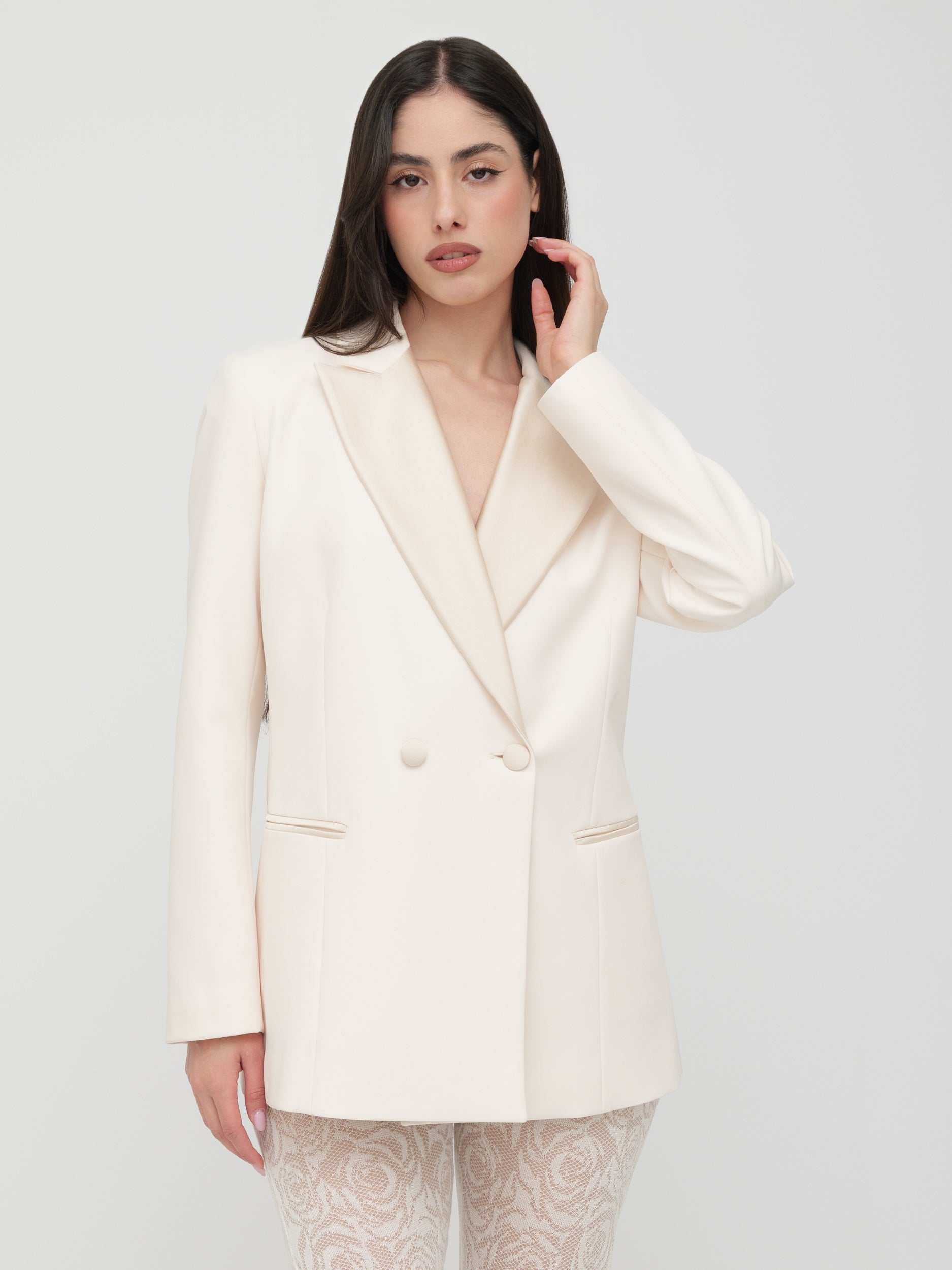PREVIU - blazer strutturato bianco crema