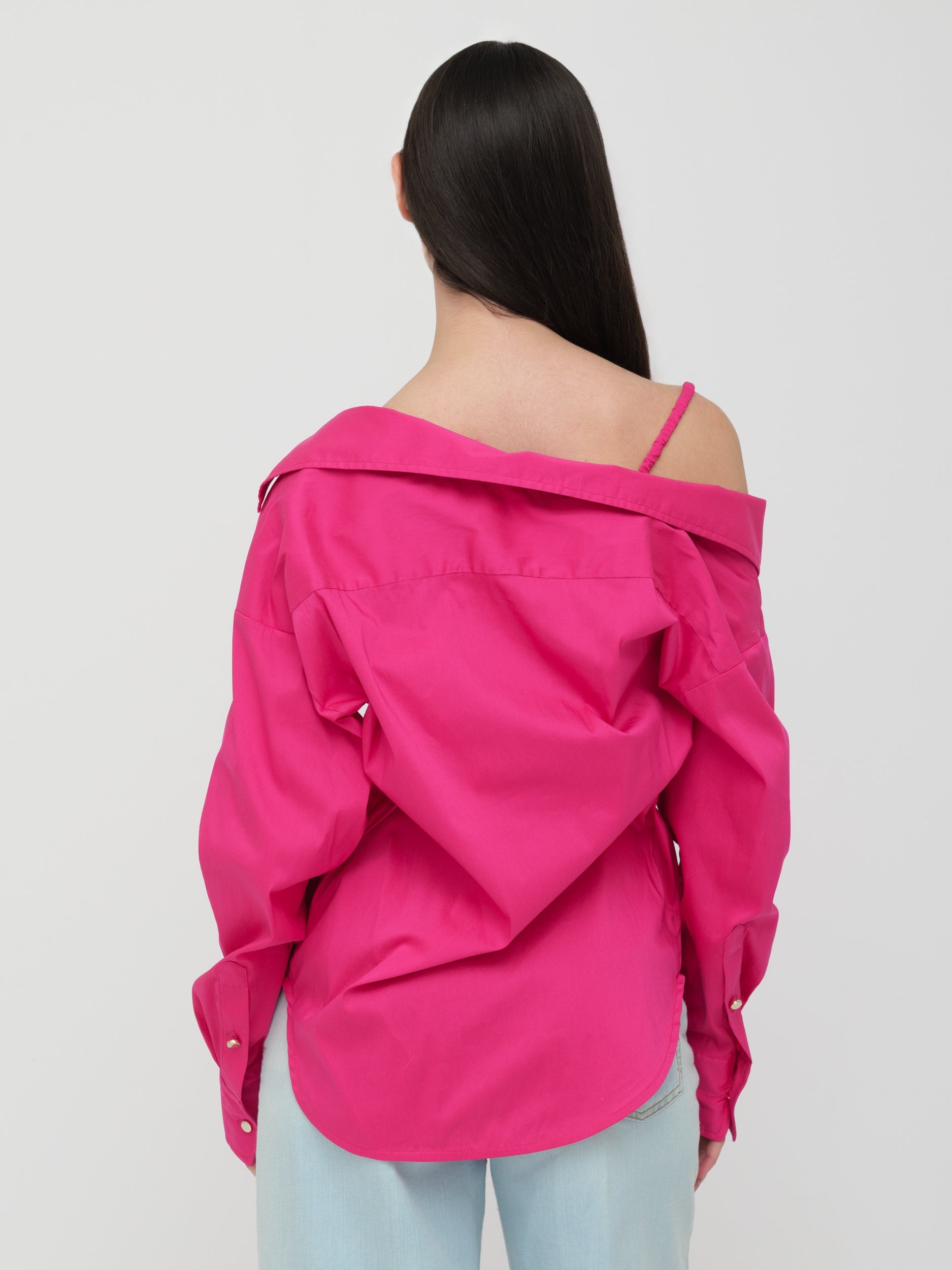 BLUGIRL | BLUMARINE - camicia scollo asimmetrico fucsia