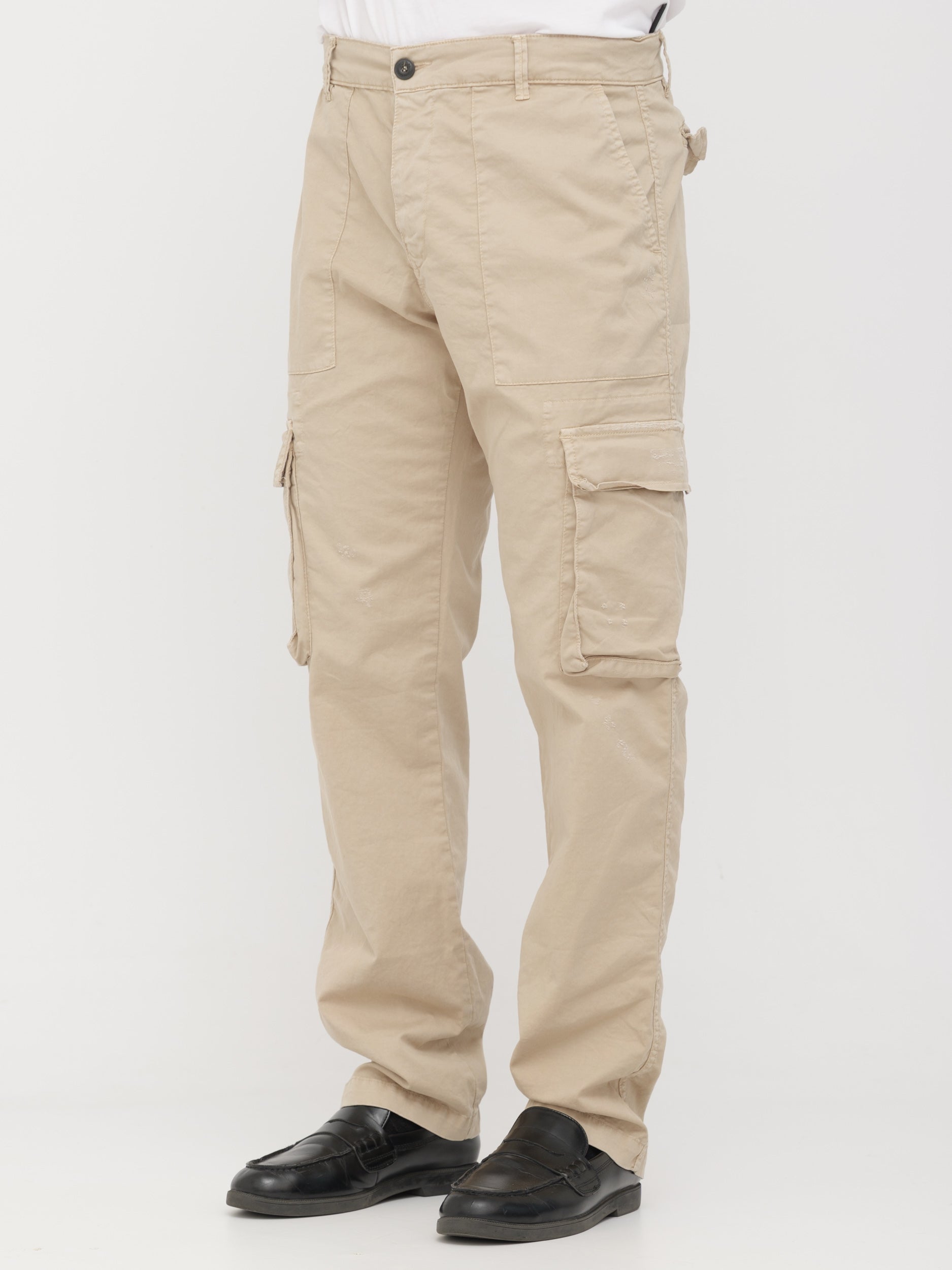 IMPERIAL - pantalone cargo white cream