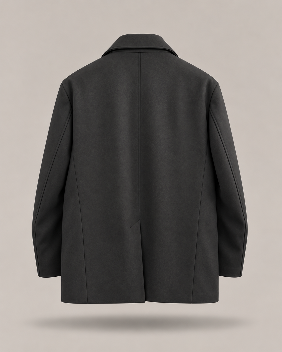DARKUÀ - Cappotto nero con collo a camicia e cinturini ai polsi
