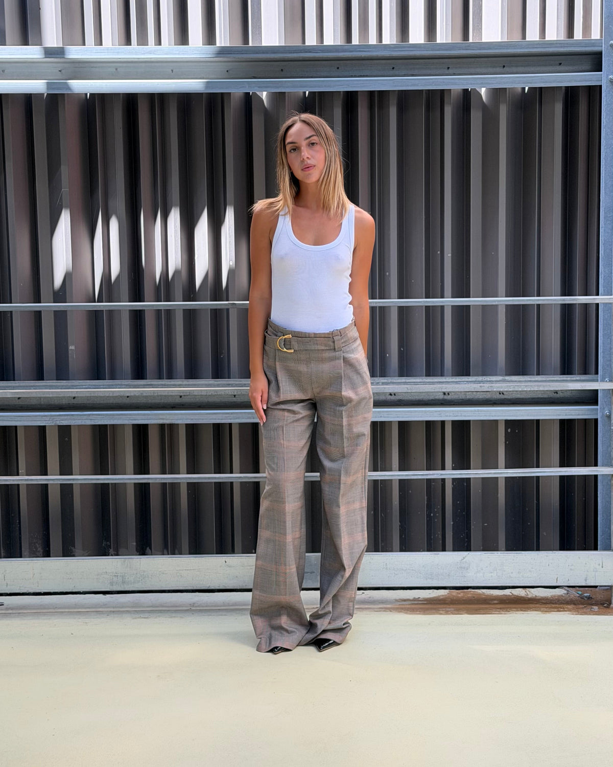 BLUMARINE - pantalone sartoriale wide leg motivo a quadri