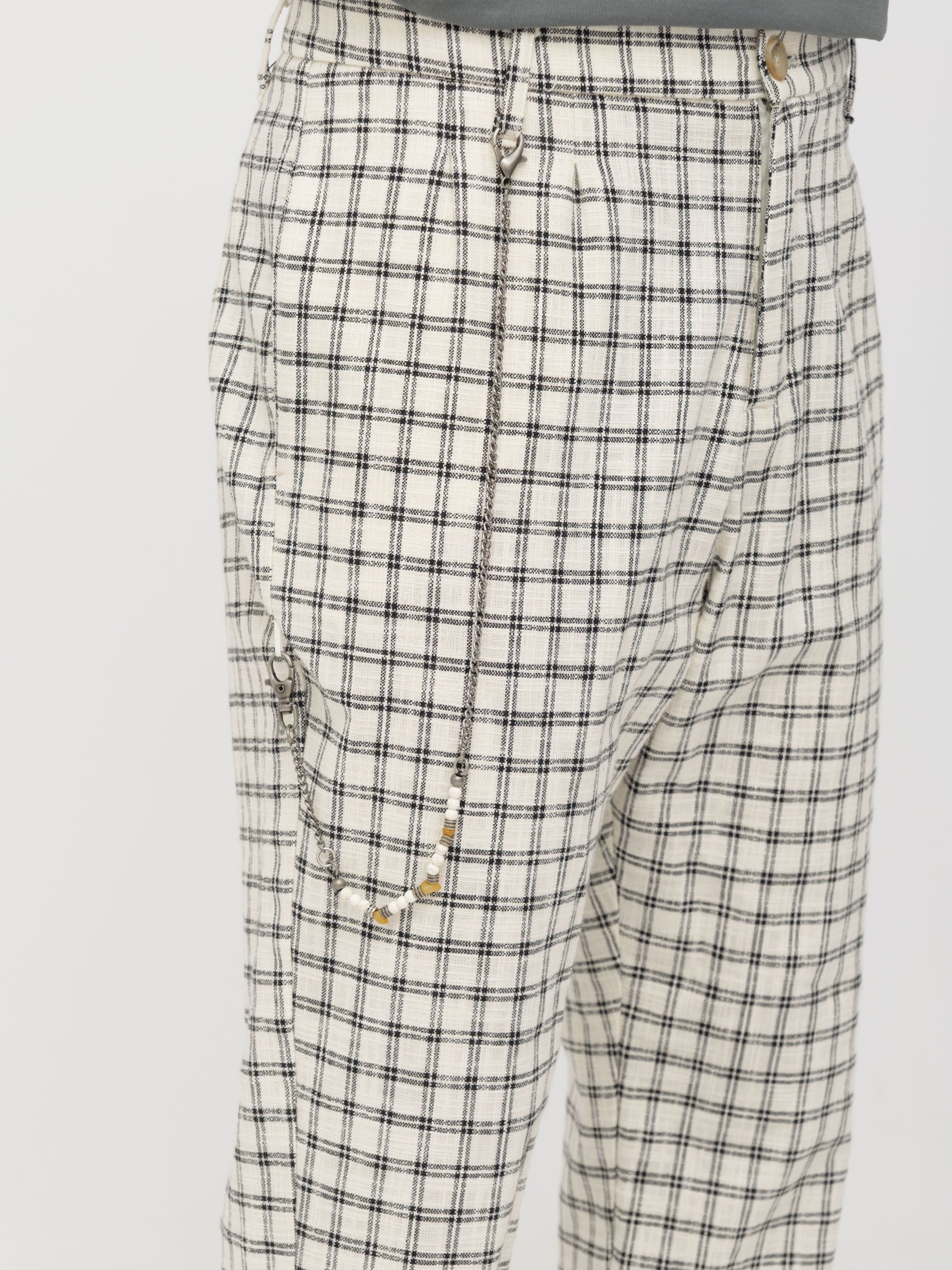 IMPERIAL- pantalone a quadri dettaglio catena