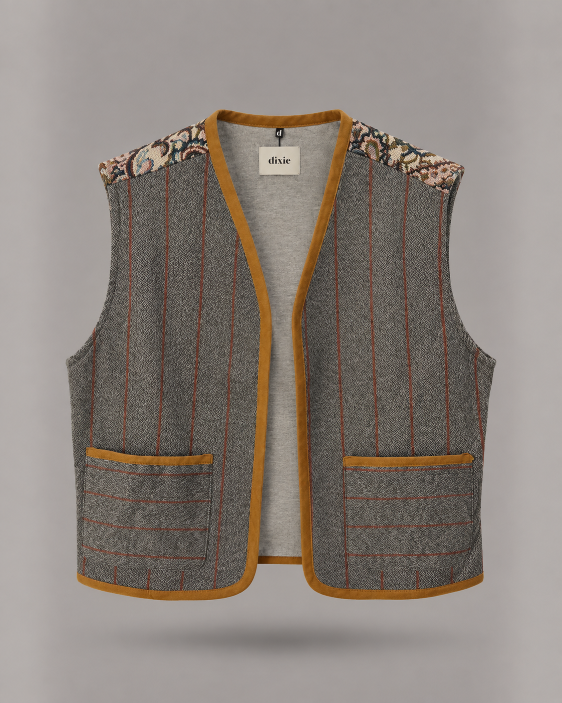 DIXIE - gilet gessato con dettagli tapestry